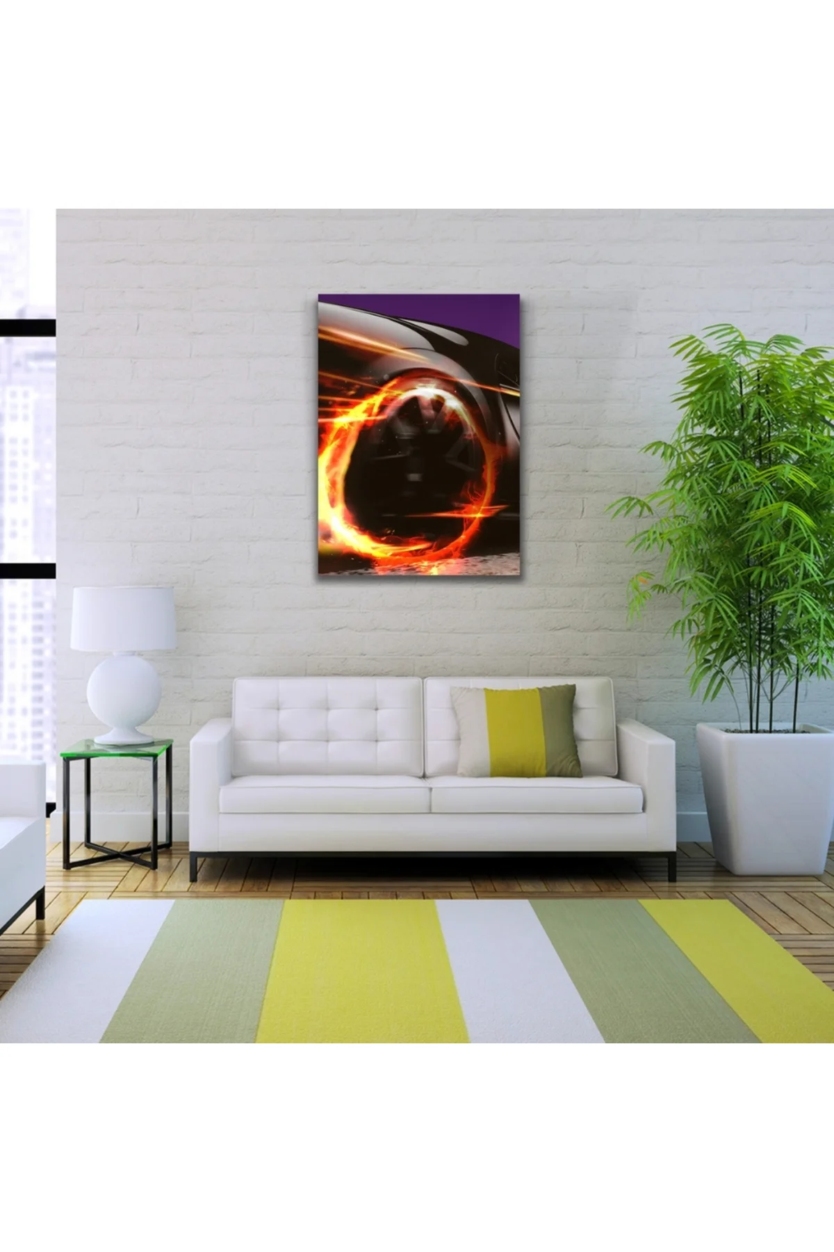 Lastik yakan Spor Araba Kanvas Tablo 50 x 70