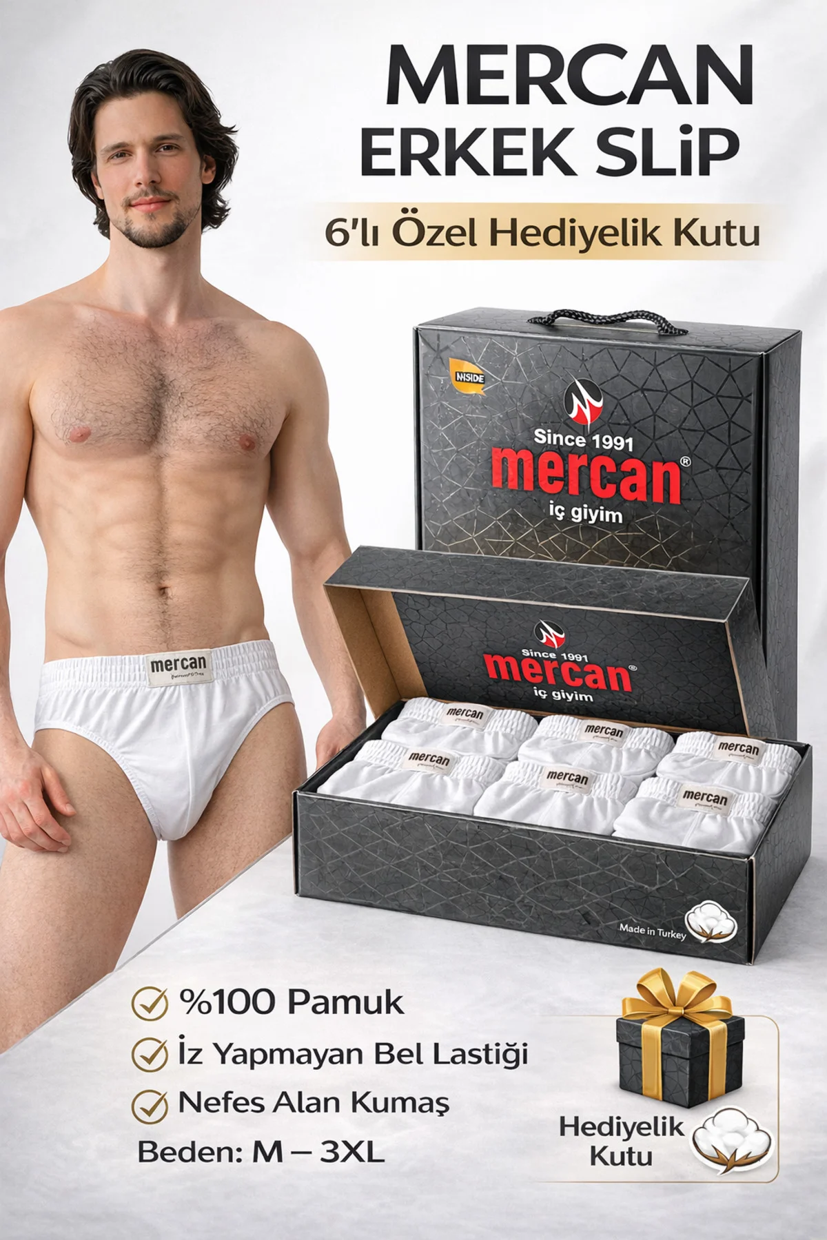 LASTİKLİ 6'lı BEYAZ SLIP KÜLOT