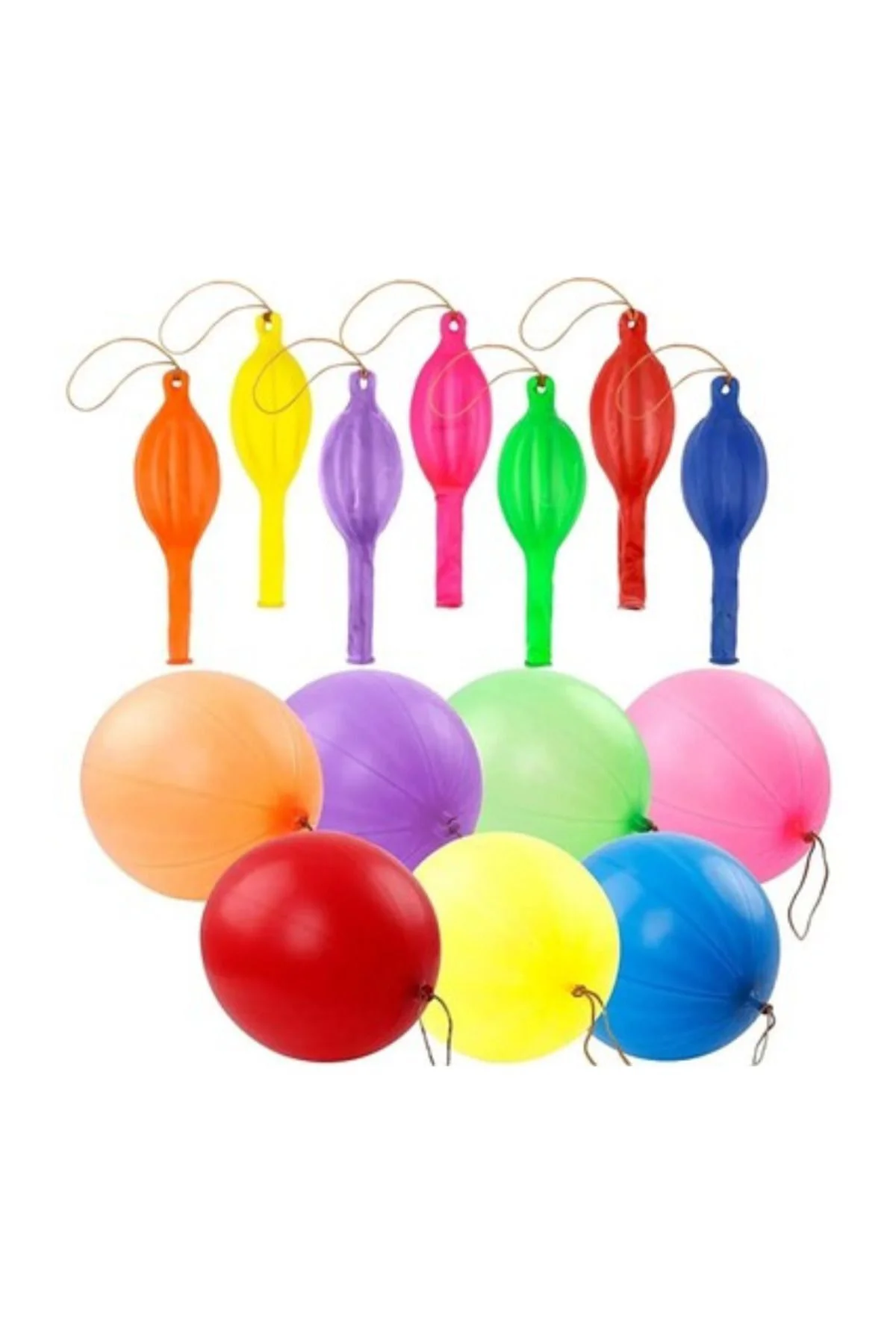 Lastikli Balon 25'li Punch Balon Zıpzıp İpli Balon Atom Balon Pan