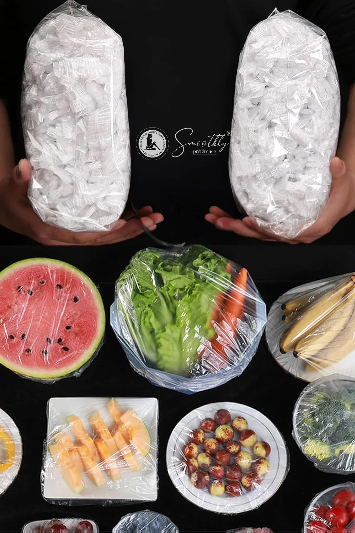 Lastikli Buzdolabı Poşeti 100 Adet - Kullan At Gıda Bonesi Strech Kapak -Tabak Bonesi