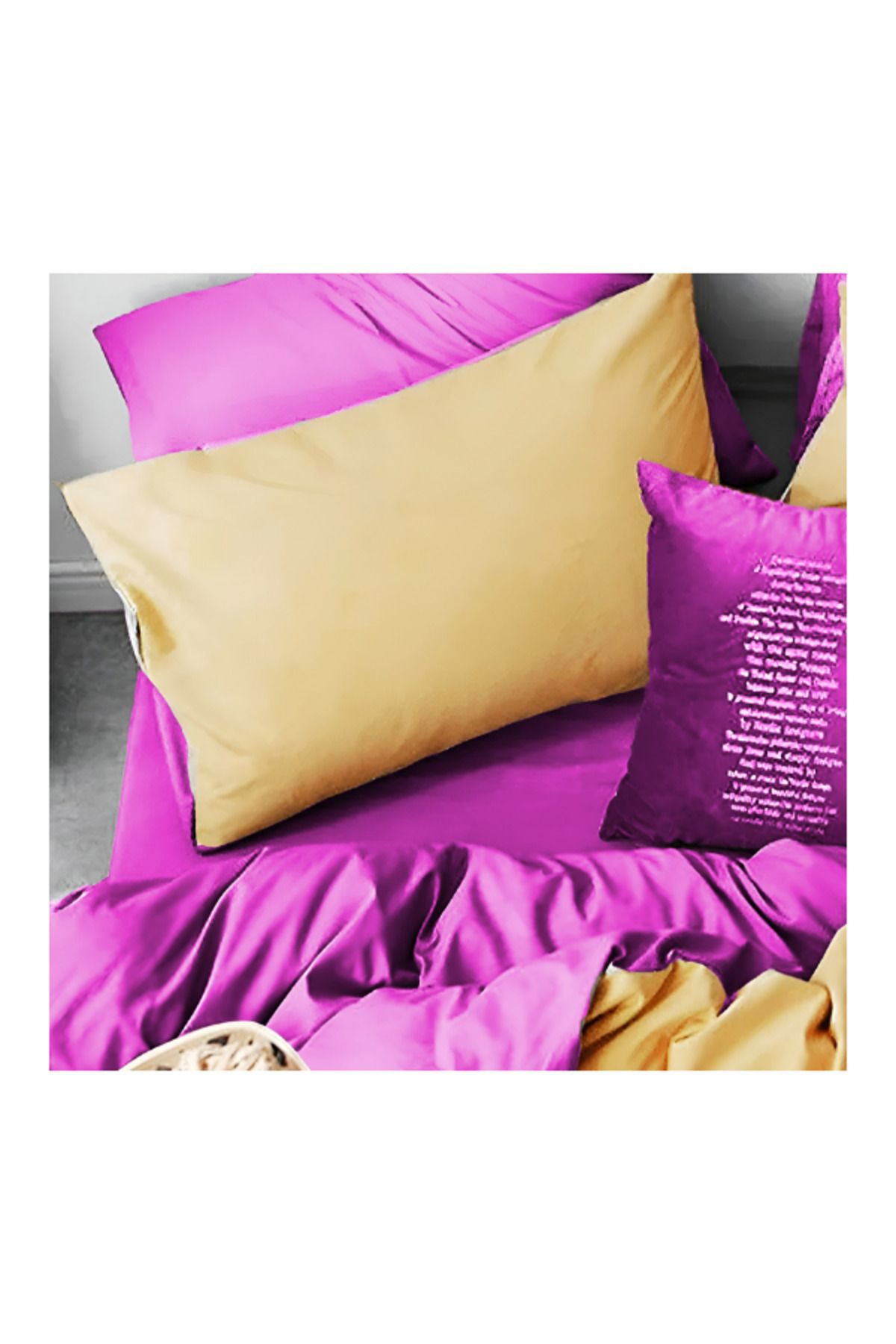 Beautiful Bird Lastikli Çarşaflı Nevresim Takımı Tek Kişilik Sarı - Lila