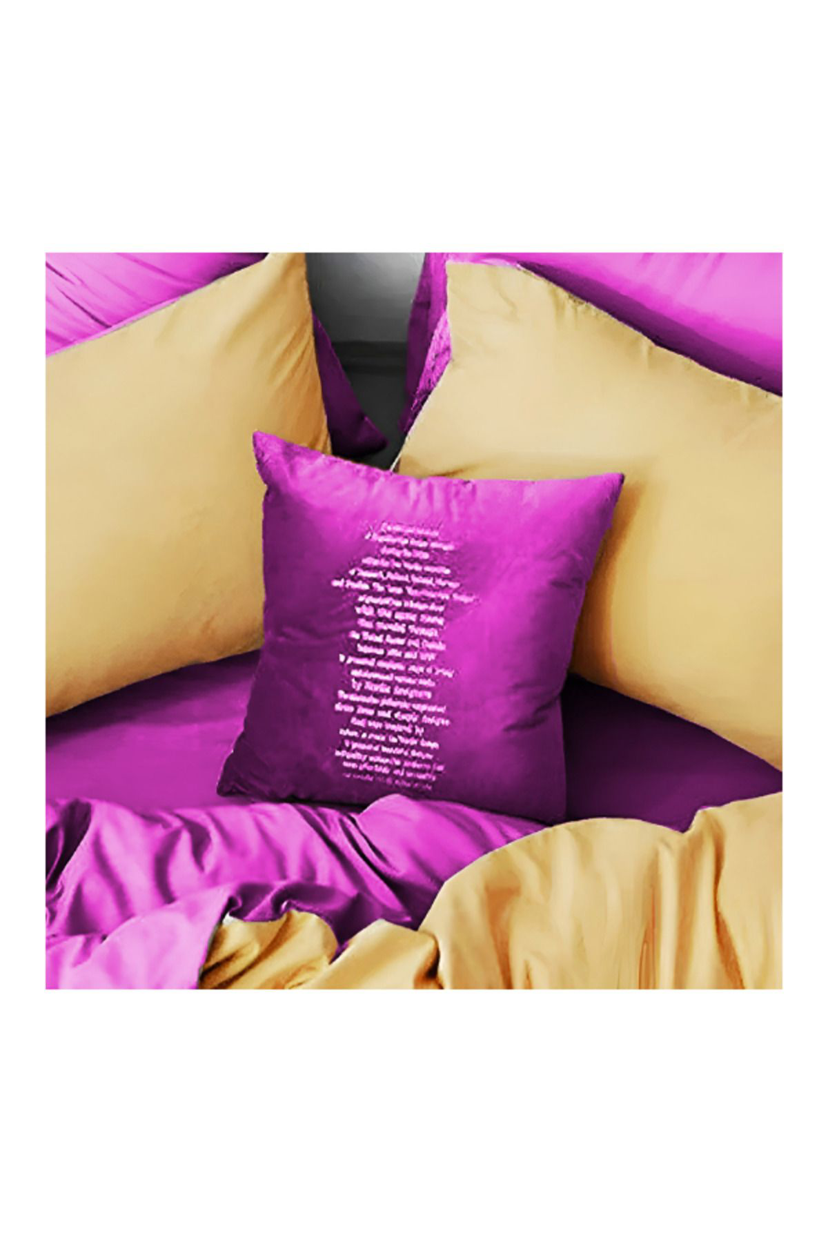 Beautiful Bird Lastikli Çarşaflı Nevresim Takımı Tek Kişilik Sarı - Lila