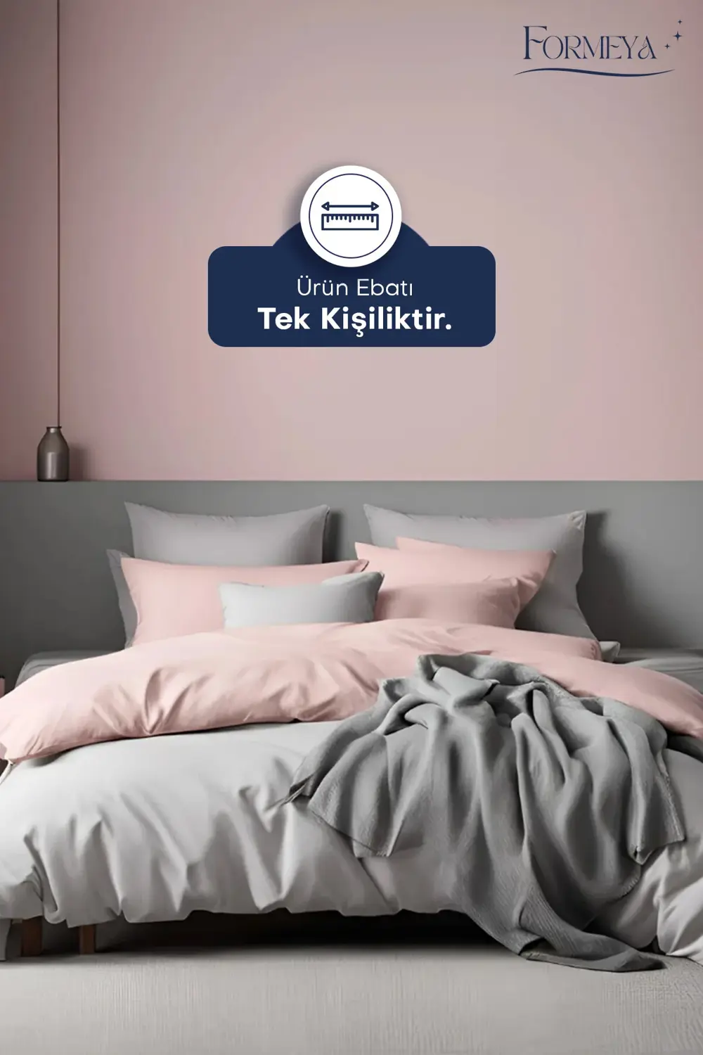 Lastikli Çarşaflı Nevresim Takımı Tek Kişilik ( 1 Adet Yastık Kıl