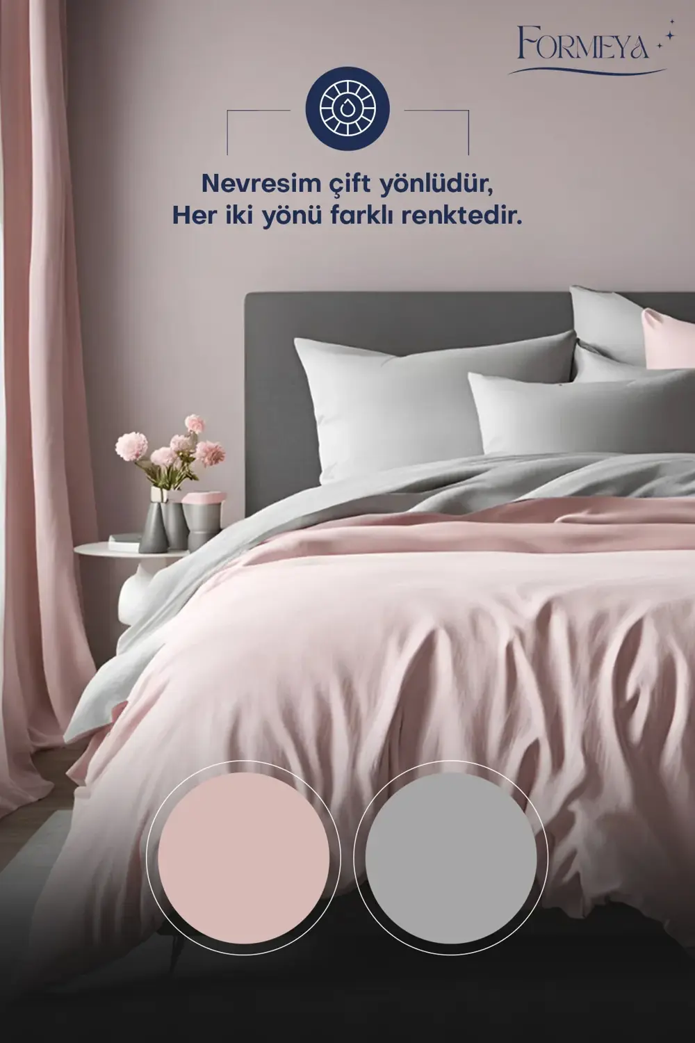 Lastikli Çarşaflı Nevresim Takımı Tek Kişilik ( 1 Adet Yastık Kıl