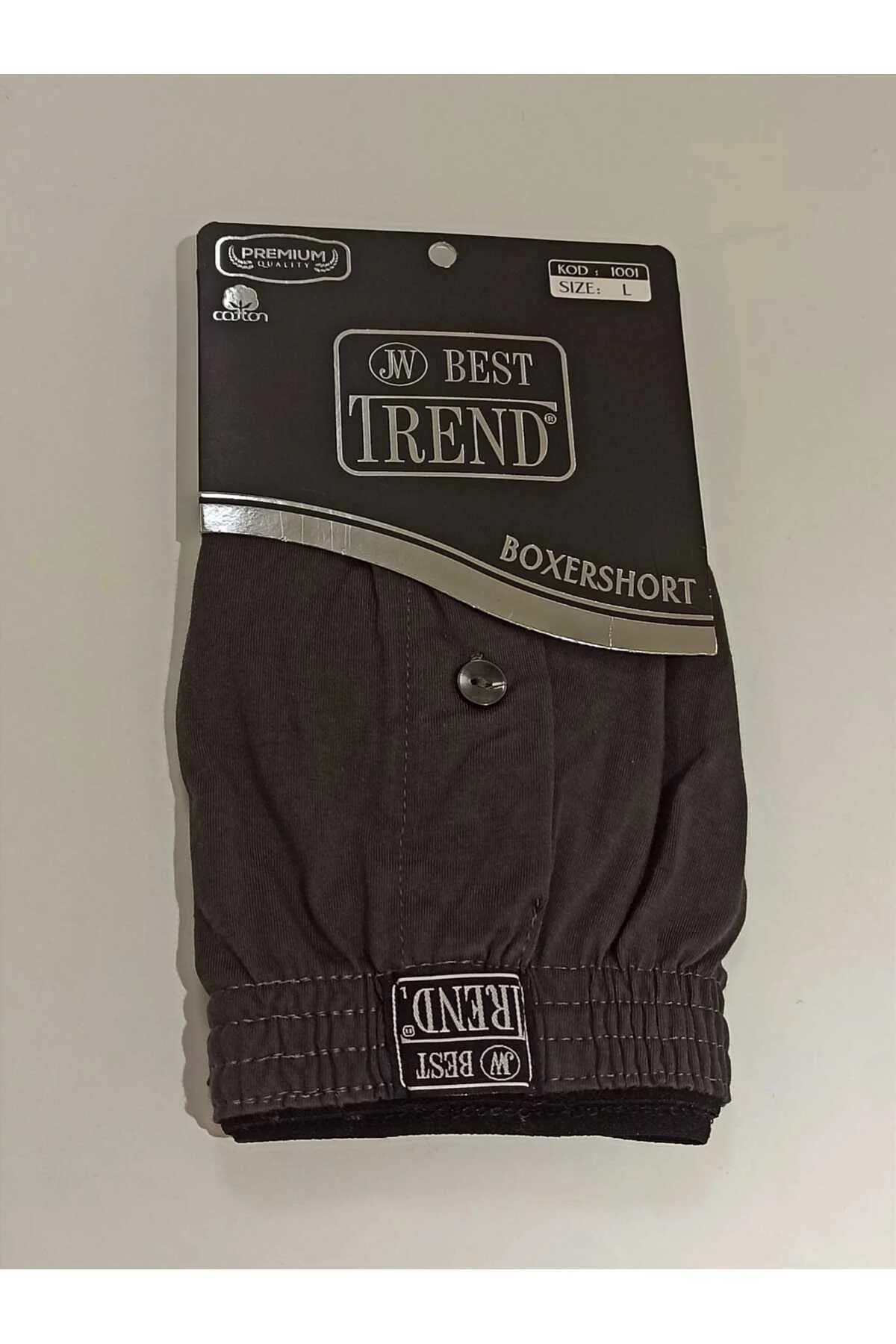 Lastikli Düğmeli Koyu Gri Renk L Beden Boxershort