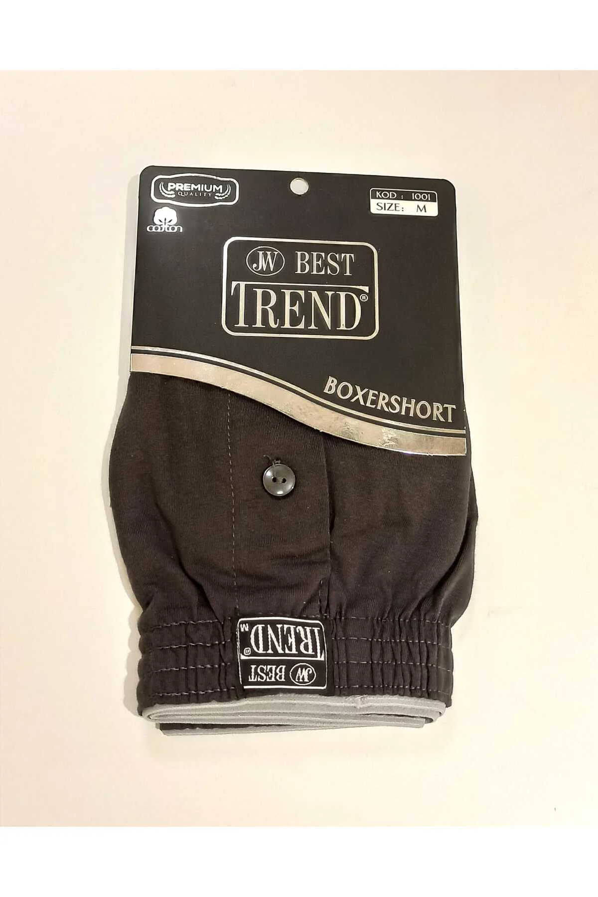 Lastikli Düğmeli Koyu Gri Renk M Beden Boxershort