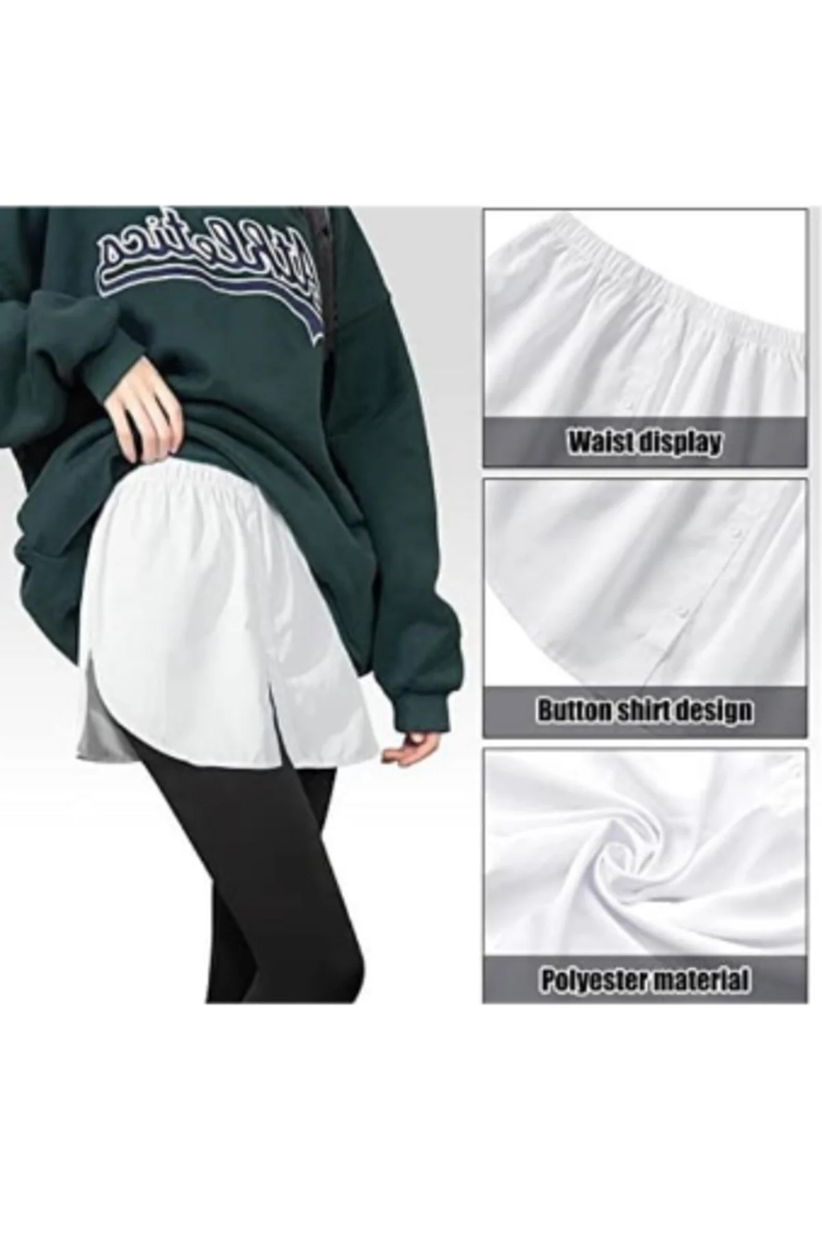 Lastikli Düğmeli Kurtarıcı Gömlek Altı Eteklik -Beyaz