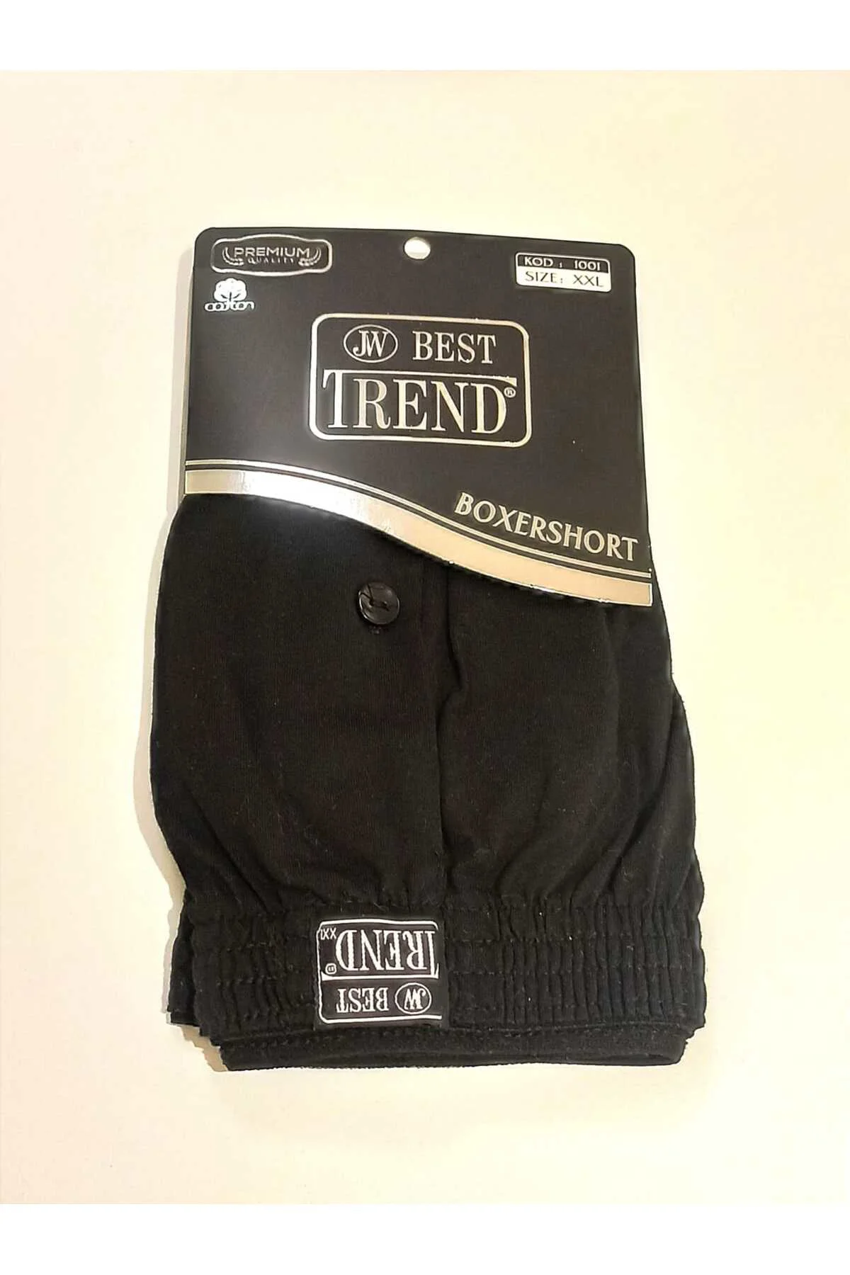 Lastikli Düğmeli Siyah Renk XXL Beden Boxershort