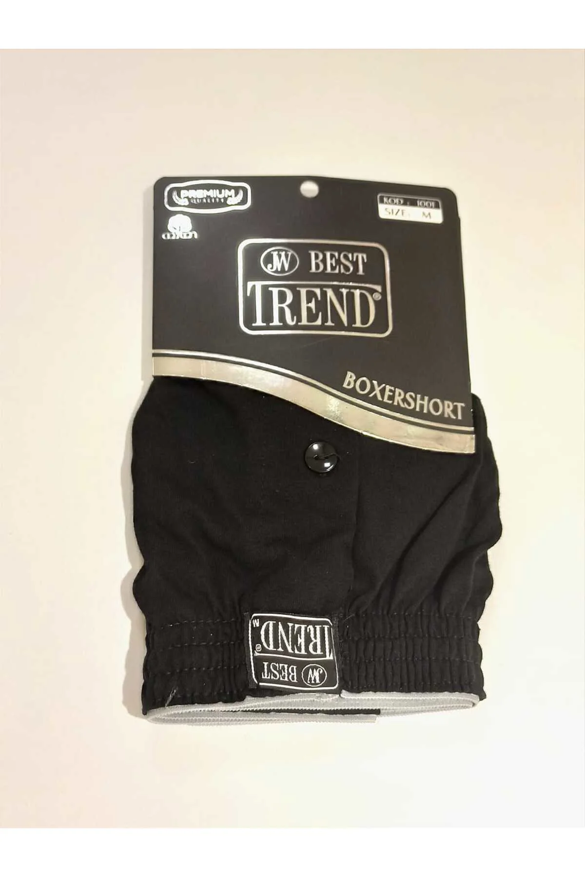 Lastikli Düğmeli Siyah Renk M Beden Boxershort