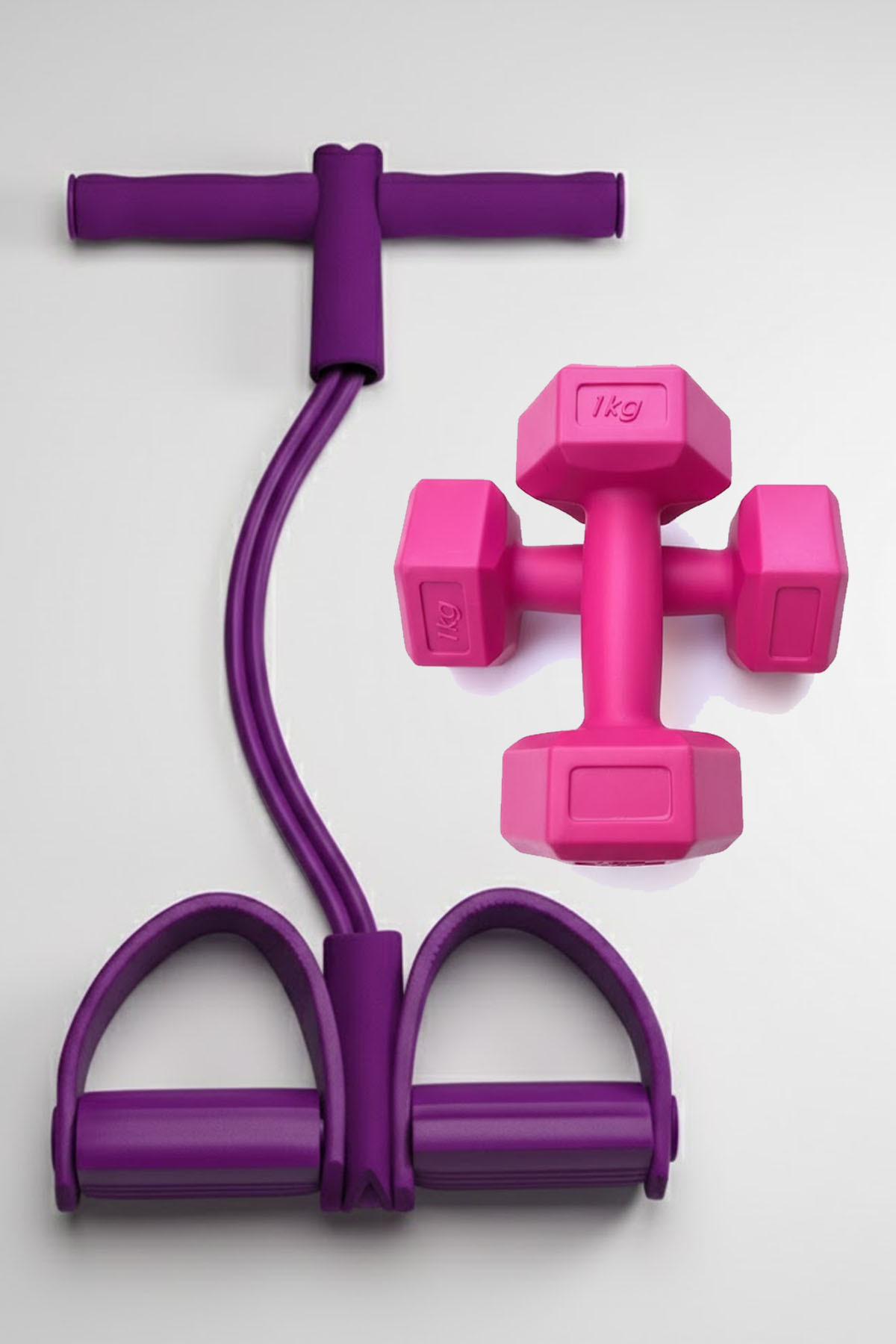 Lastikli Egzersiz Seti | 1 Kg x 2 Adet Dambıl Ve Kondisyon Küreği