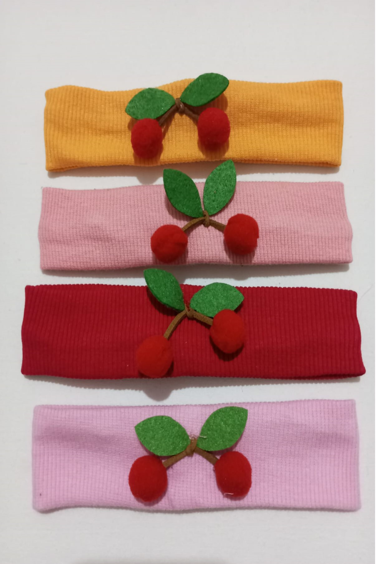 LASTİKLİ KİRAZLI KIZ BANDANA SETİ