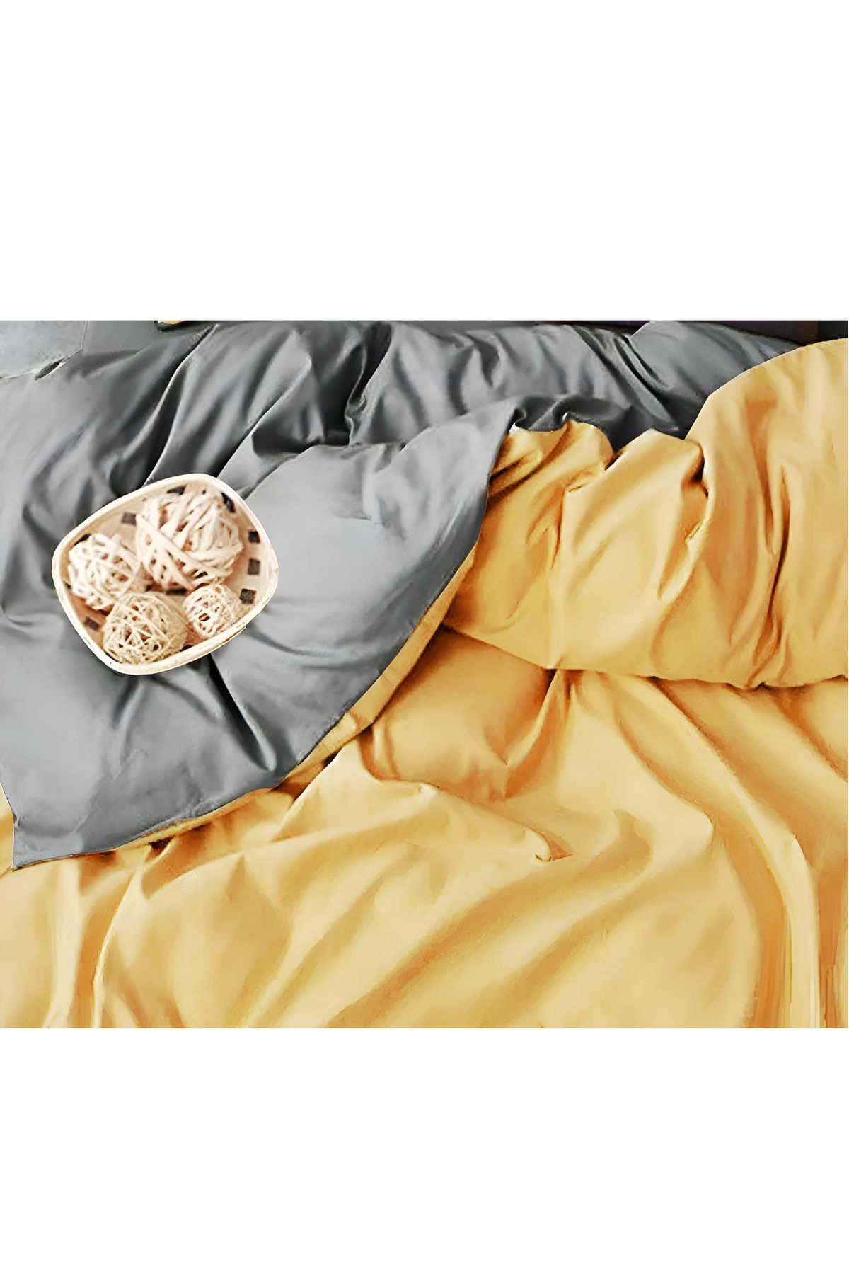 Beautiful Bird Lastikli Nevresim Takımı Tek Kişilik Set Sarı - Gri