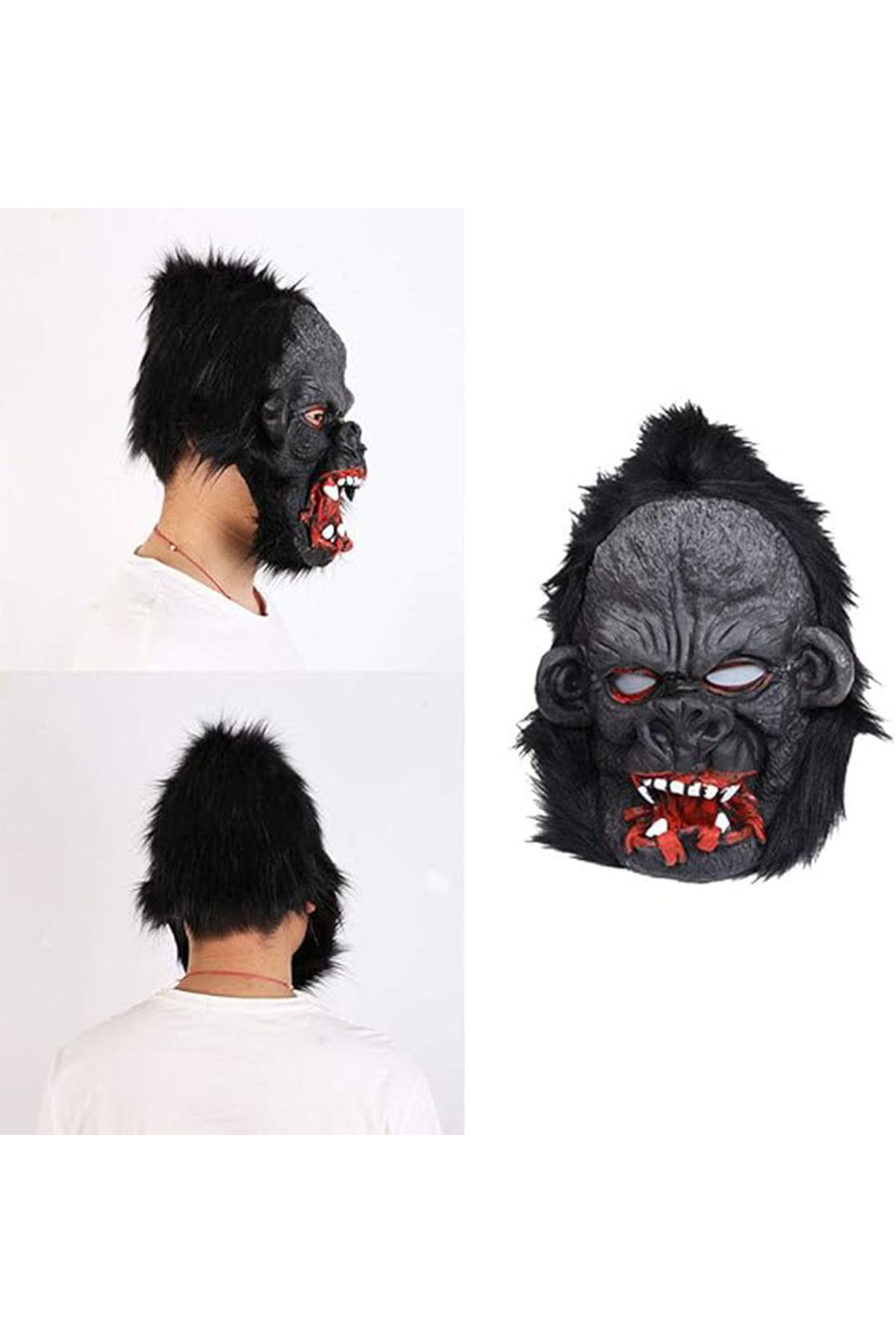 Ok Aksesuar Lateks Goril Maskesi Maymun Maskesi Et Maskesi Orangutan Siyah Sa