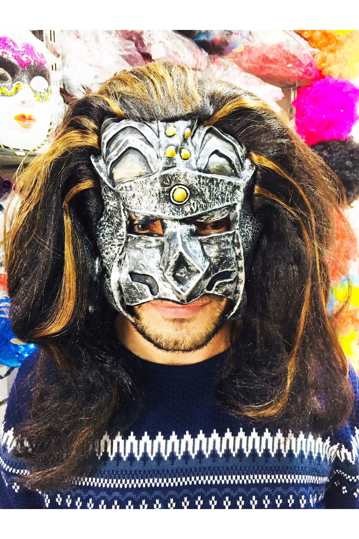 Ok Aksesuar Lateks Savaşçı Maskesi Terminatör Maskesi Saçlı  Go50603749920