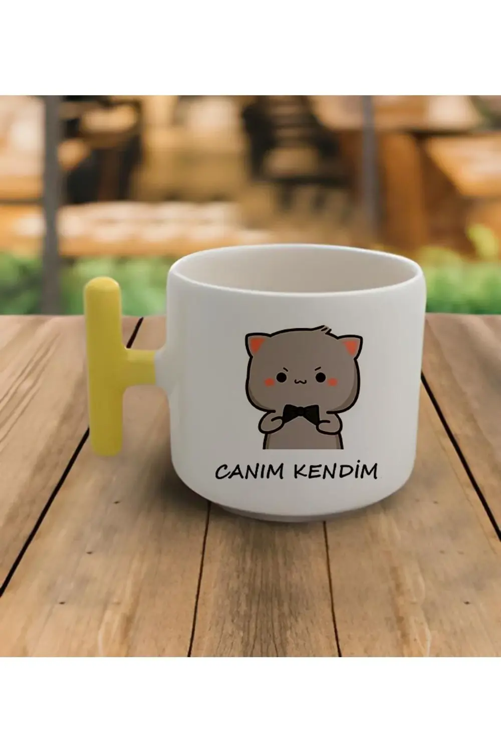 Latte & Espresso El Yapımı Mochi Cat Motto Sarı T Kulp Kupa 200 M
