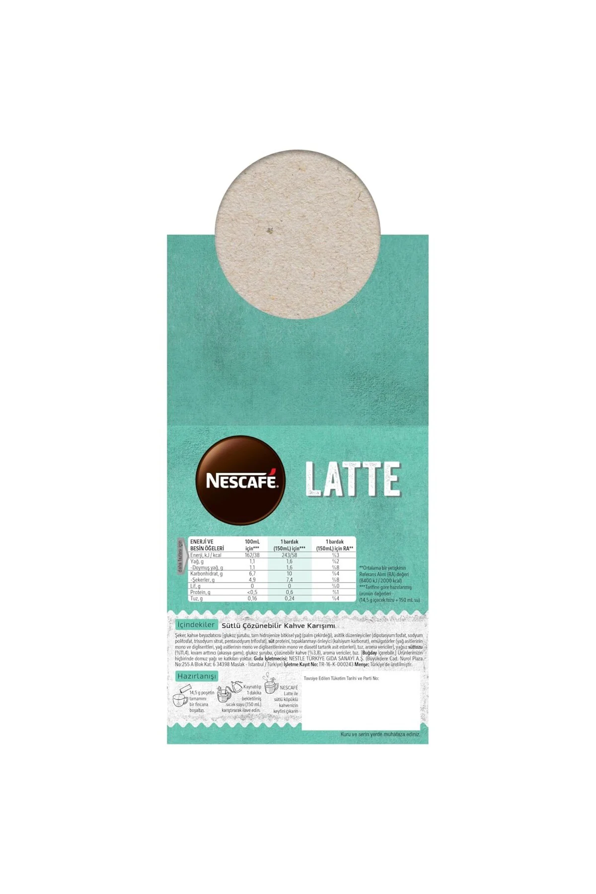 Latte Sütlü ve Köpüklü Çözünebilir Kahve Karışımı 14.5 g x 24
