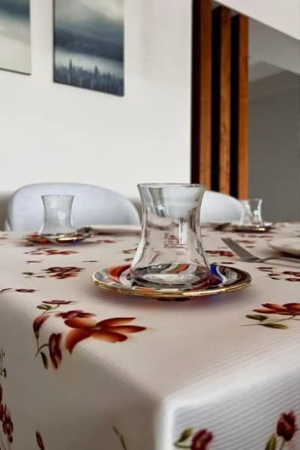 & LAUREL Baskılı Yıkanabilir Masa Örtüsü Mutfak Bahçe Piknik Masa