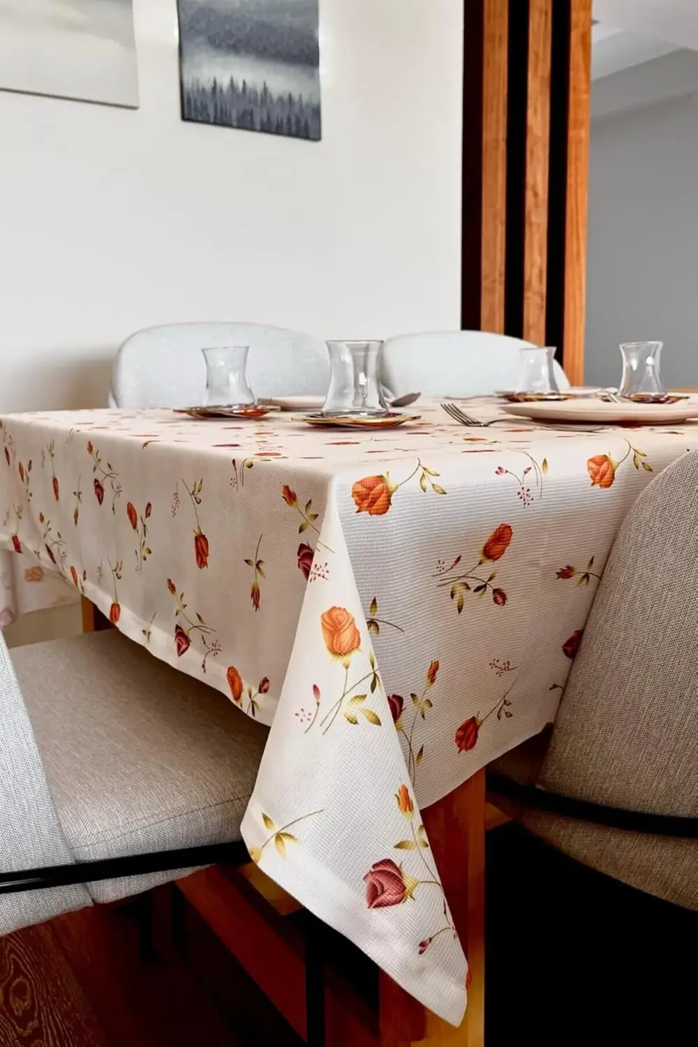 & LAUREL Baskılı Yıkanabilir Masa Örtüsü Mutfak Bahçe Piknik Masa