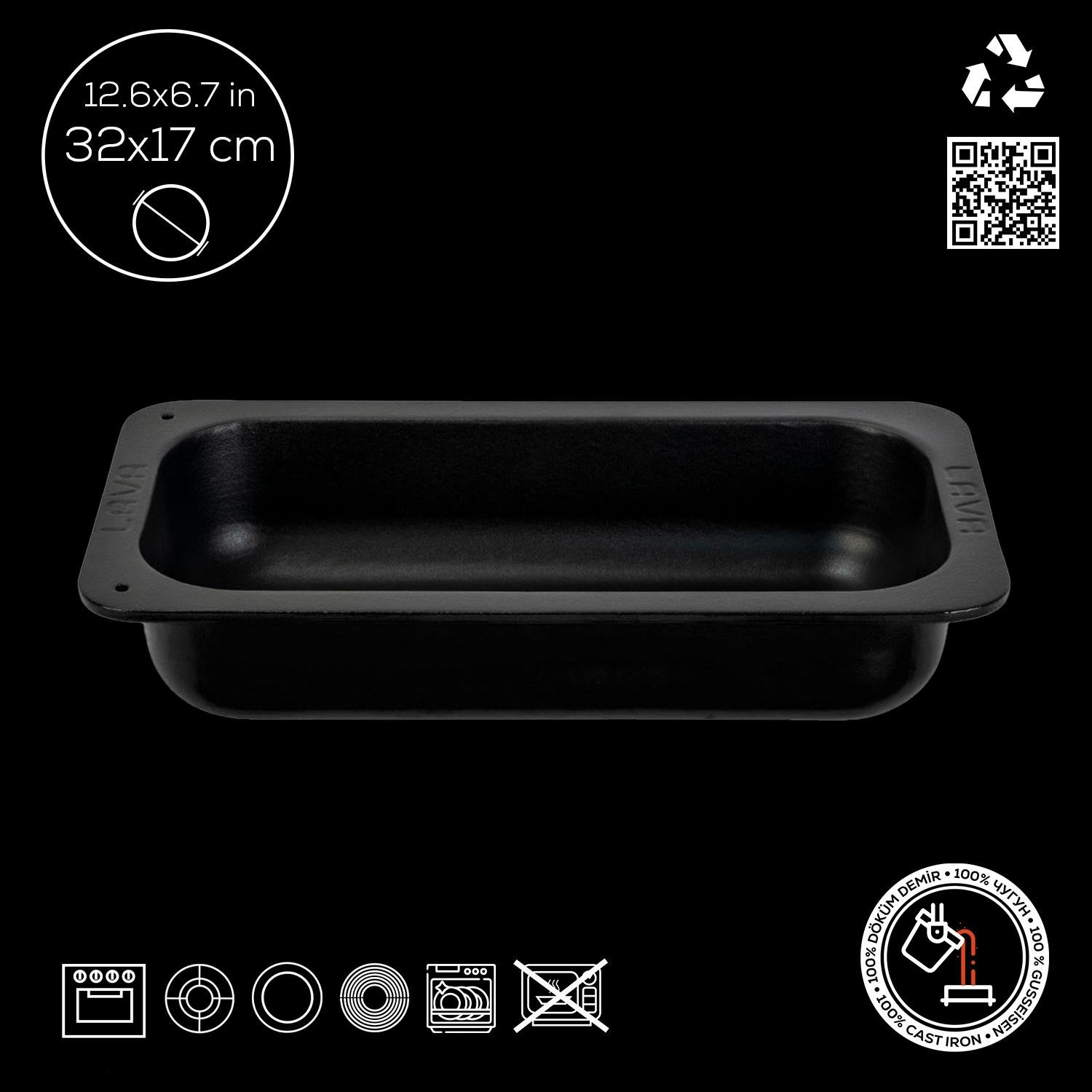 Lava 1/3 Gn Küvet Dikdörtgen Siyah 32 X 17 Cm