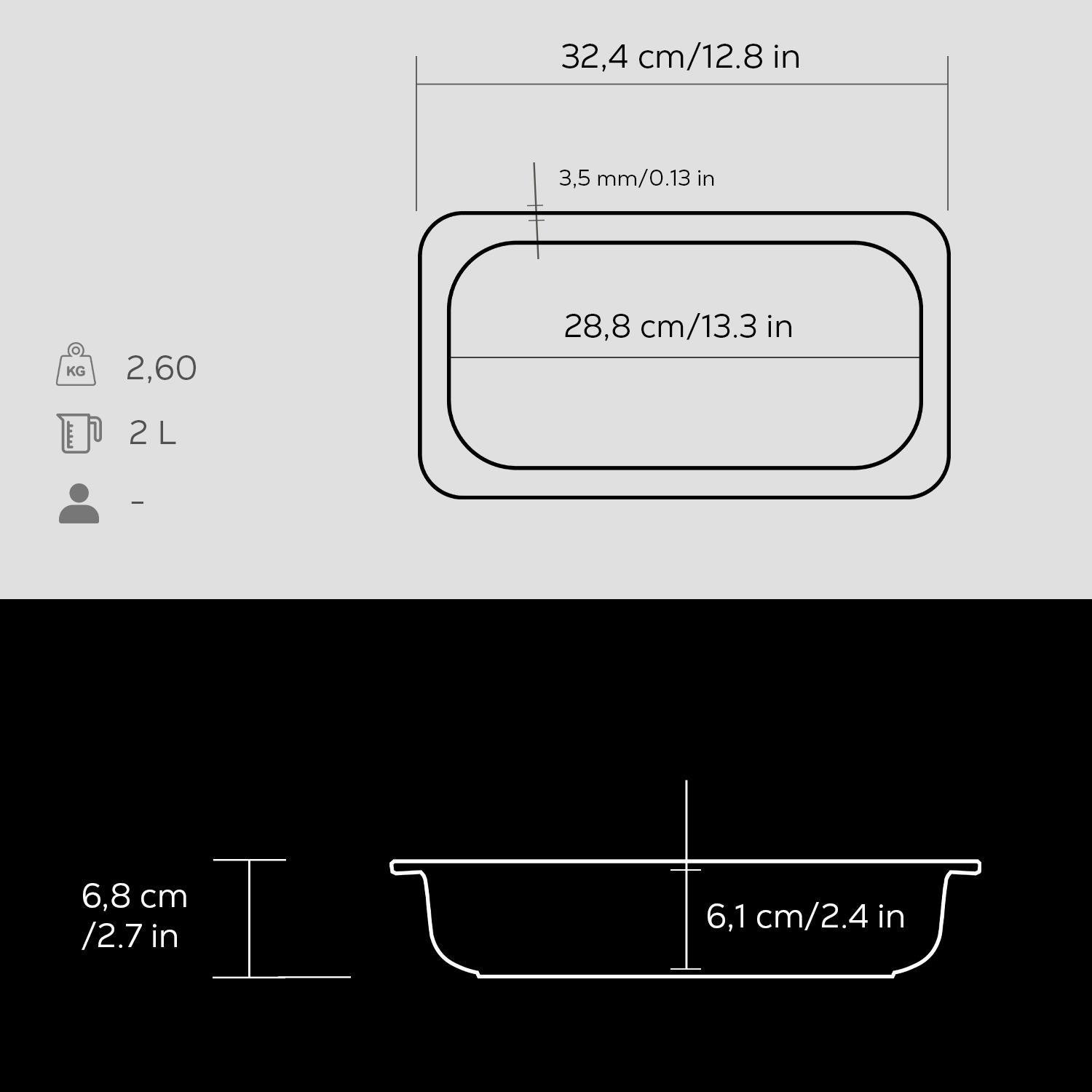 Lava 1/3 Gn Küvet Dikdörtgen Siyah 32 X 17 Cm