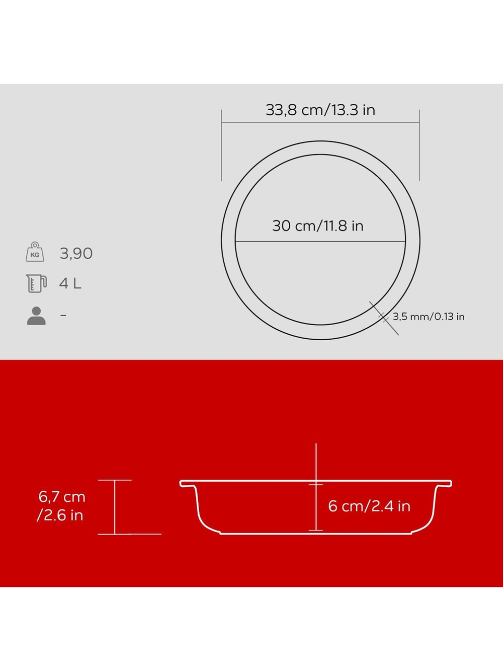 Lava Chafıng Dısh Küvet Yuvarlak Kırmızı 30 Cm