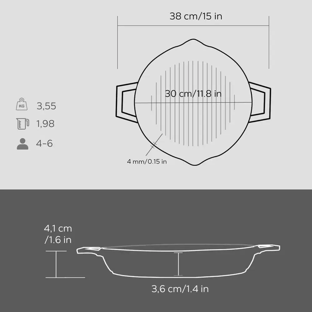 Lava Demir Döküm Yuvarlak Izgara Grill Tava 30 Cm Eco Gt 30 T5