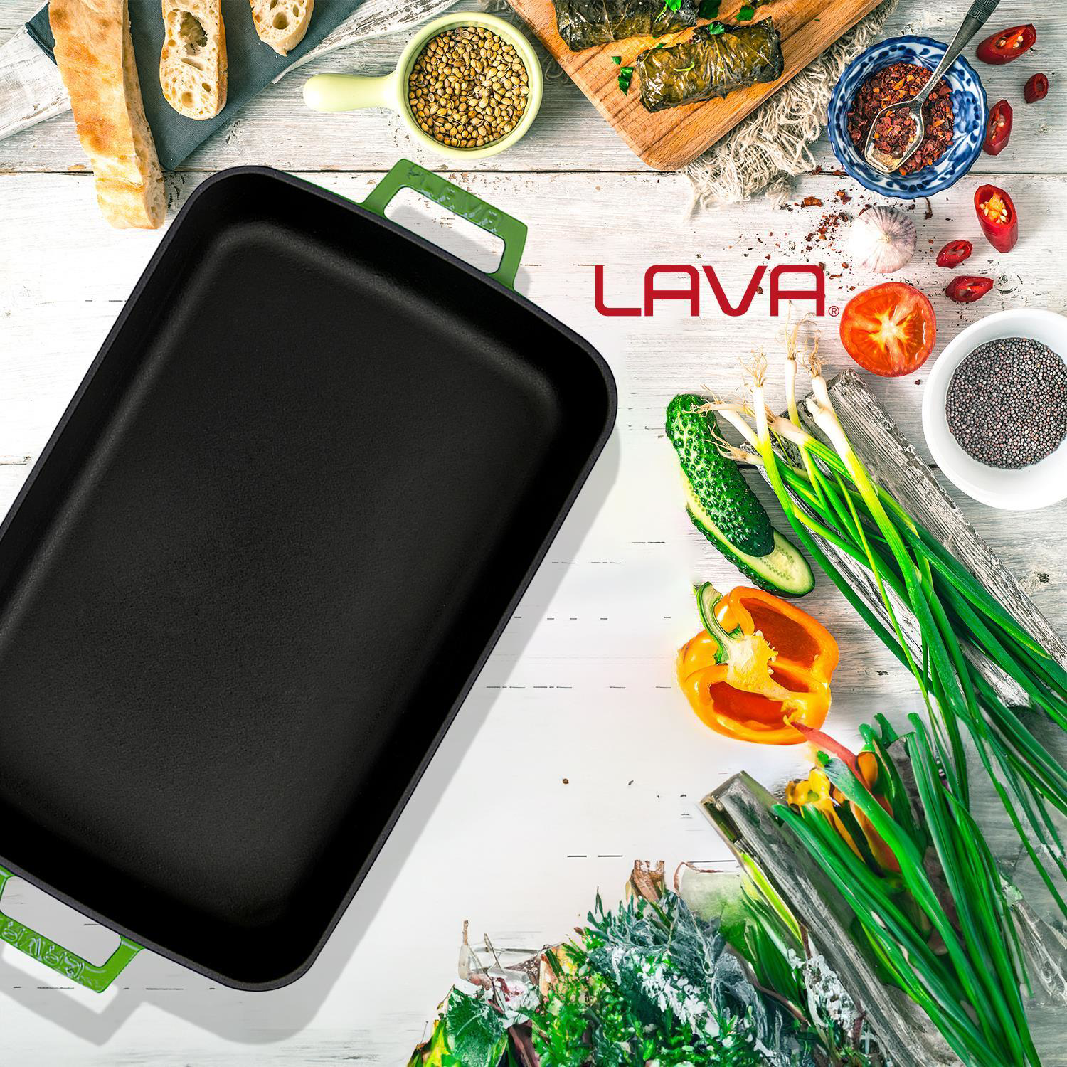 Lava Fırın Tepsisi Dikdörtgen Yeşil 22 X 30 Cm