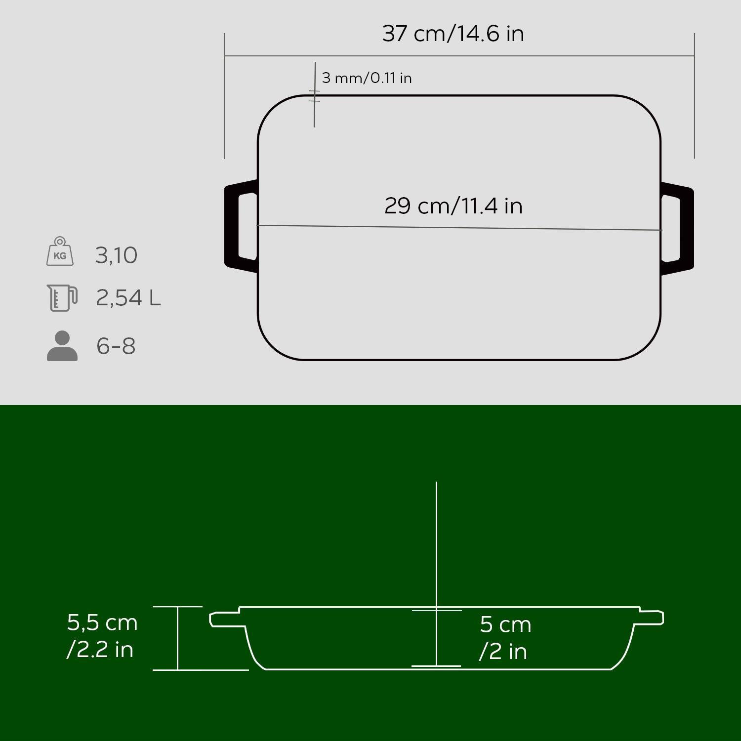 Lava Fırın Tepsisi Dikdörtgen Yeşil 22 X 30 Cm