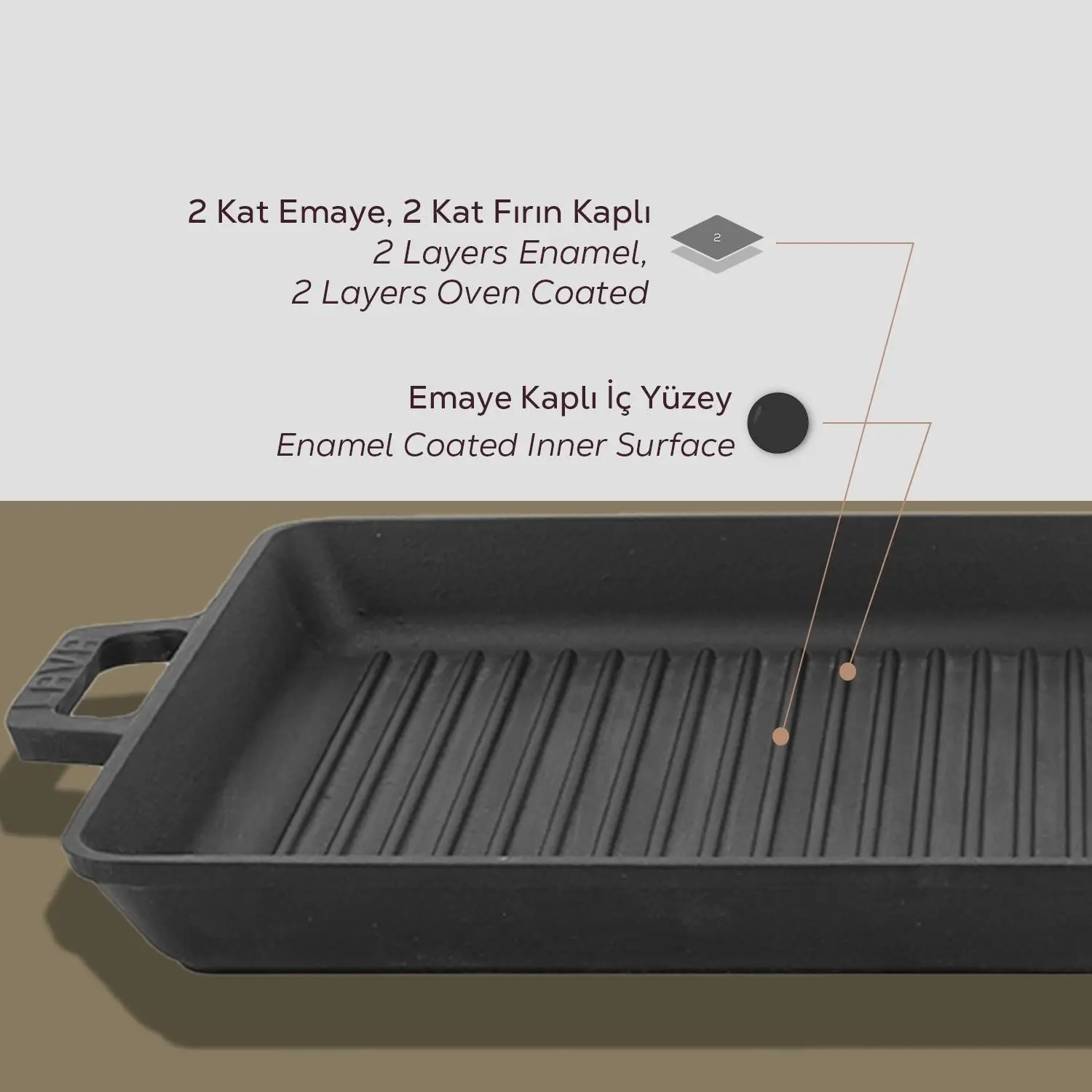 Lava Izgara Tavası Dikdörtgen Siyah Mat 26 X 45 Cm Eco Lava Izgara Tavası Dikdörtgen Siyah Mat 26 X 45 Cm Eco
