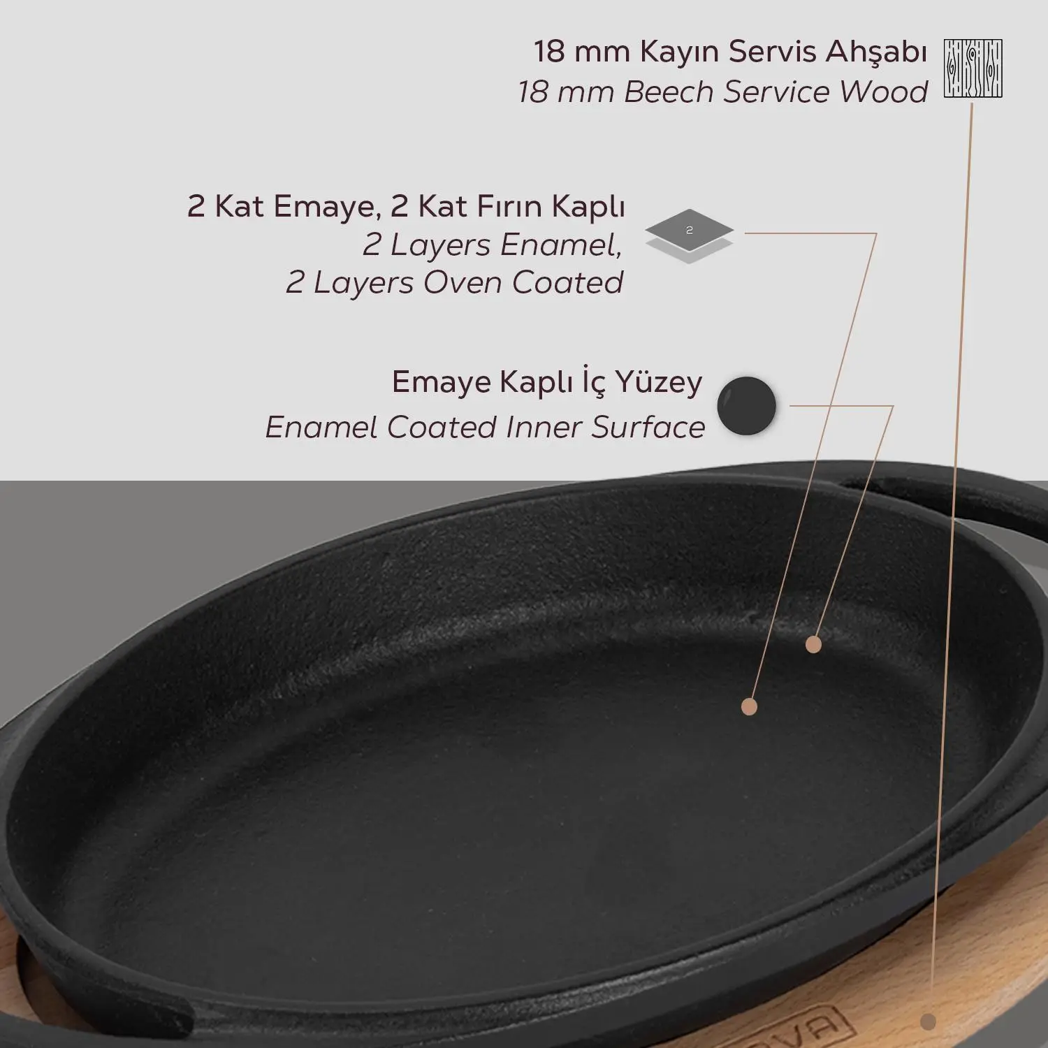 Lava Sahan Oval Siyah Mat Ahşap Stand 21 X 14 Cm Eco Lava Sahan Oval Siyah Mat Ahşap Stand 21 X 14 Cm Eco