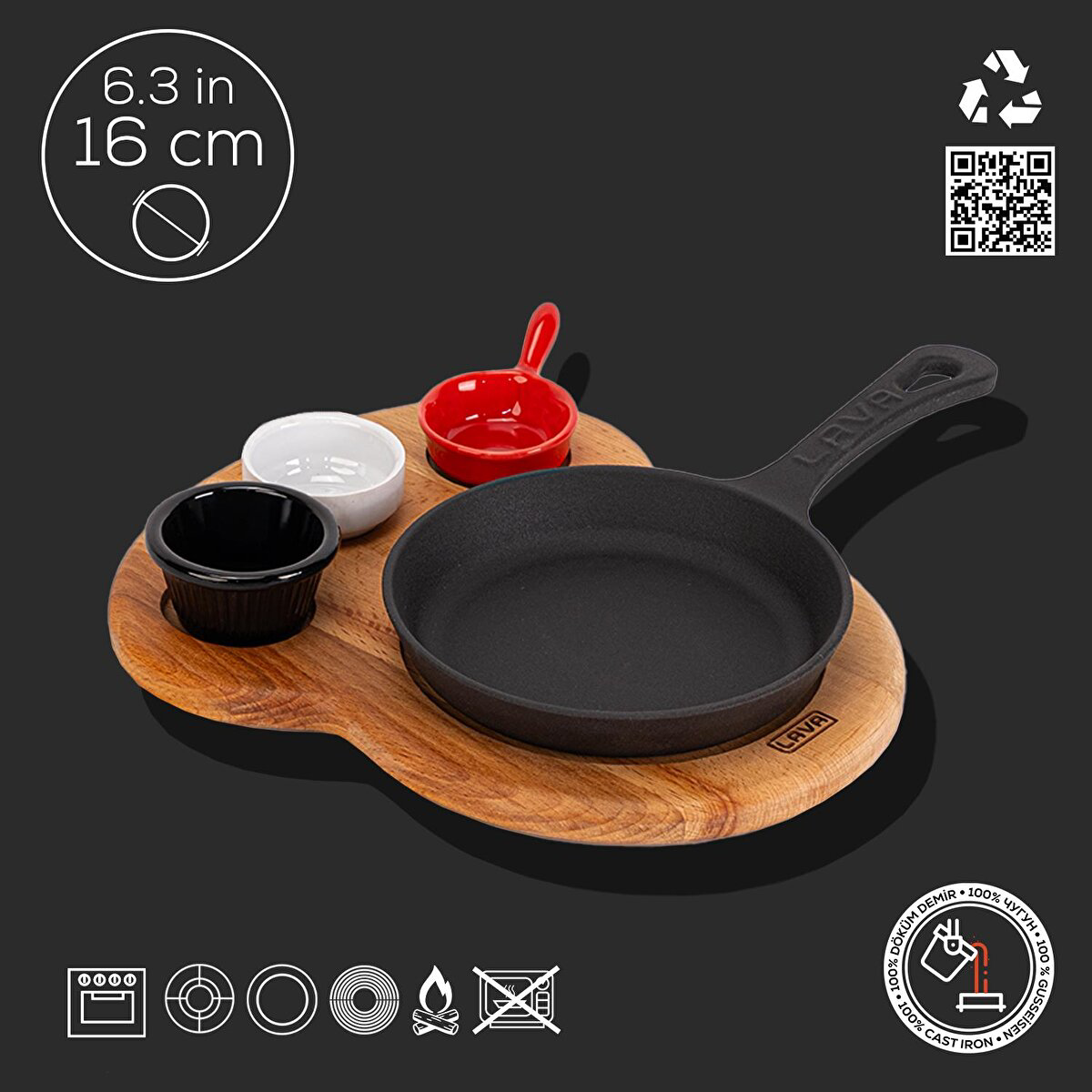 Lava Sahan Yuvarlak Ahşap Stand Siyah Mat 16 Cm Eco K44