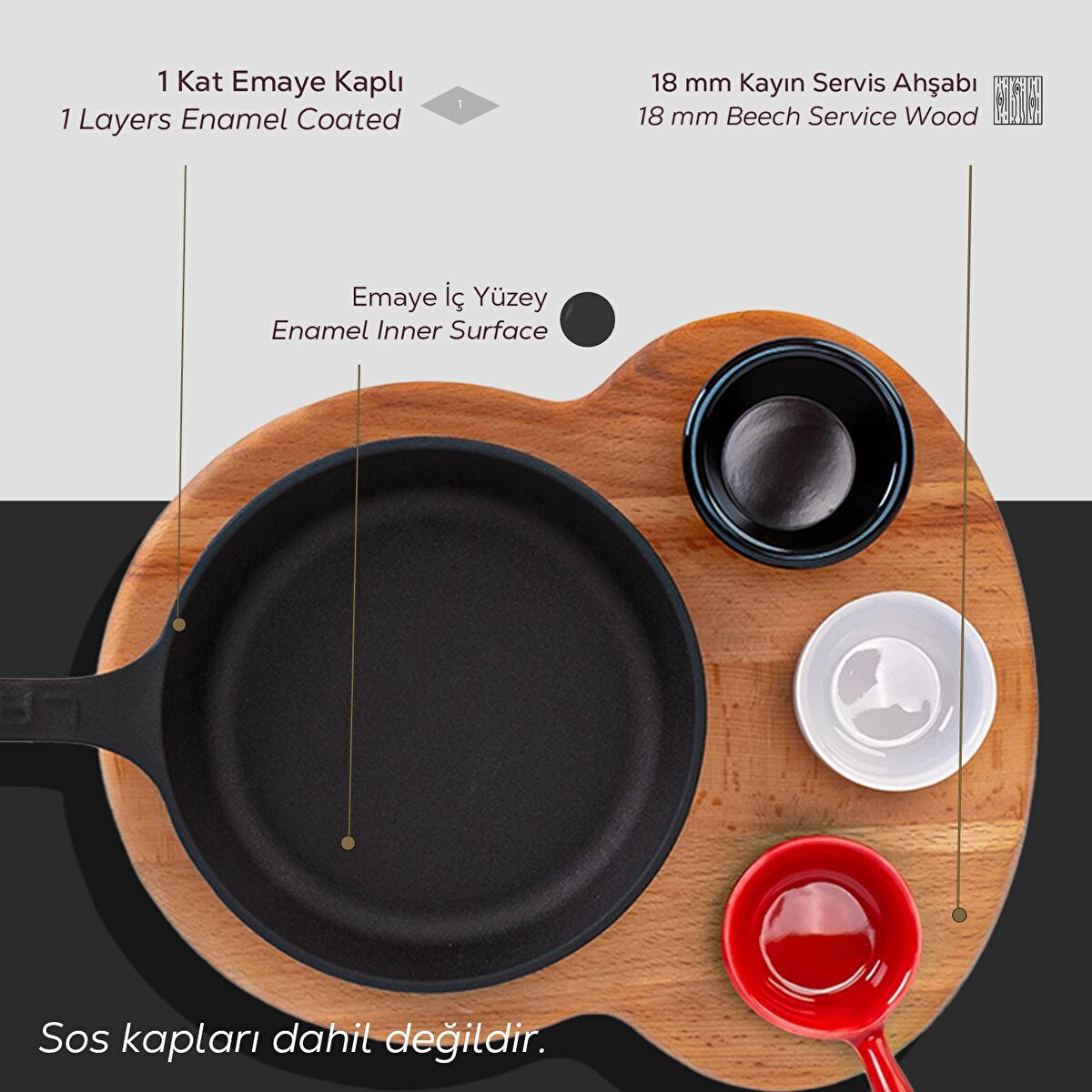 Lava Sahan Yuvarlak Ahşap Stand Siyah Mat 16 Cm Eco K44