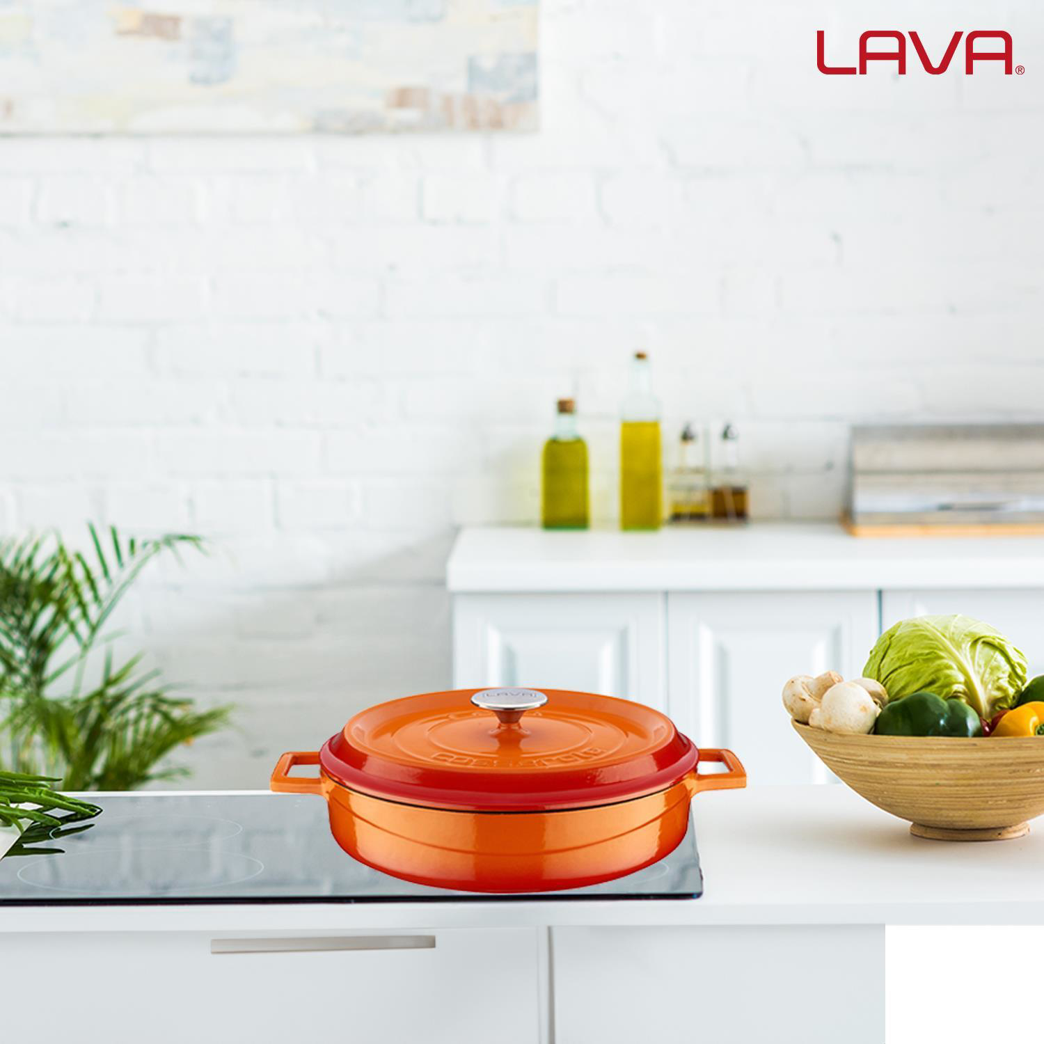 Lava Tencere Ç.A. Yuvarlak Turuncu Trendy Kapak 32 Cm