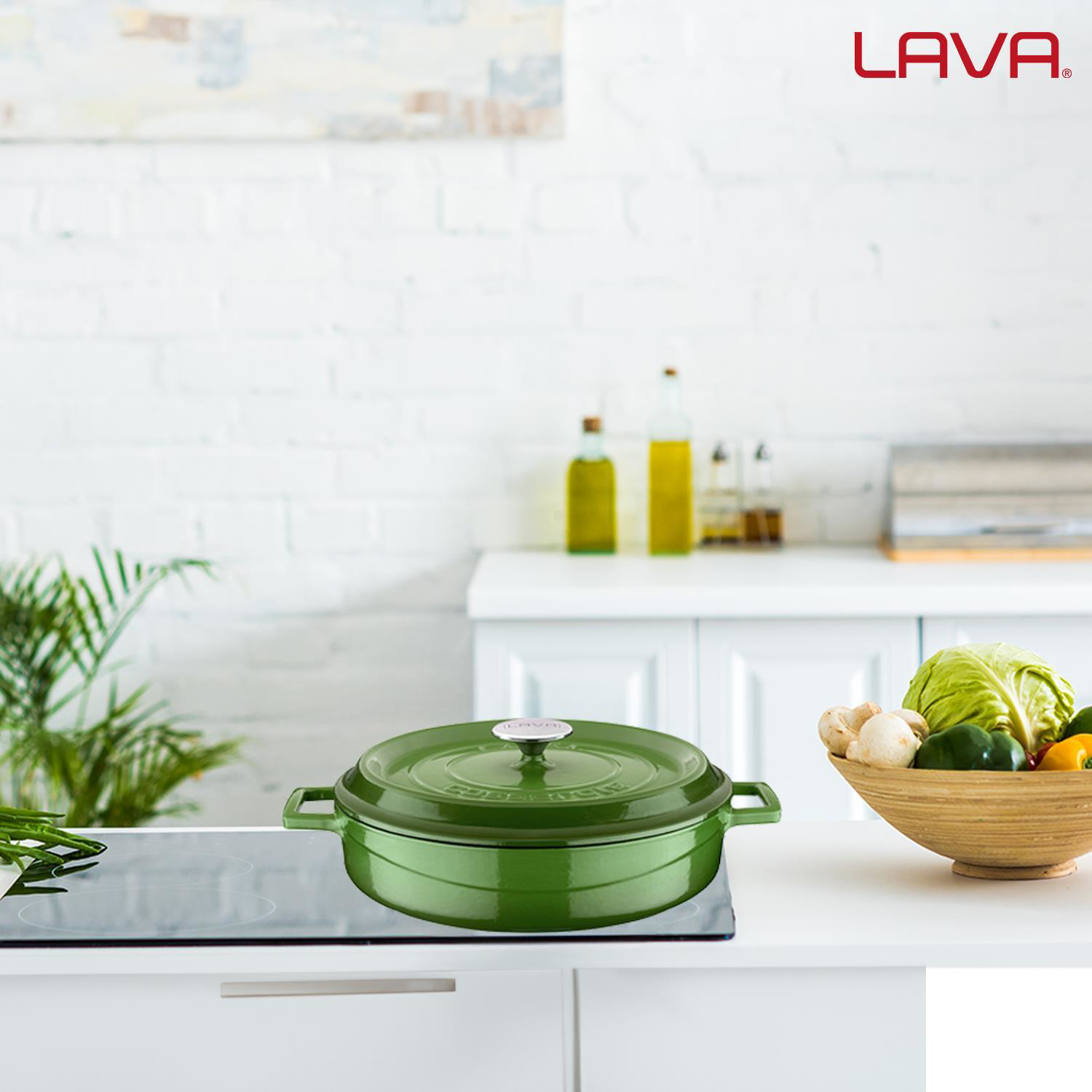 Lava Tencere Ç.A. Yuvarlak Yeşil Trendy Kapak 32 Cm