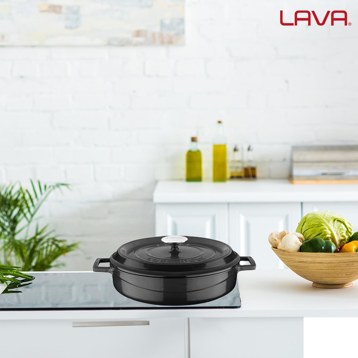 Lava Tencere Ç.A. Yuvarlak Siyah Trendy Kapak 32 Cm