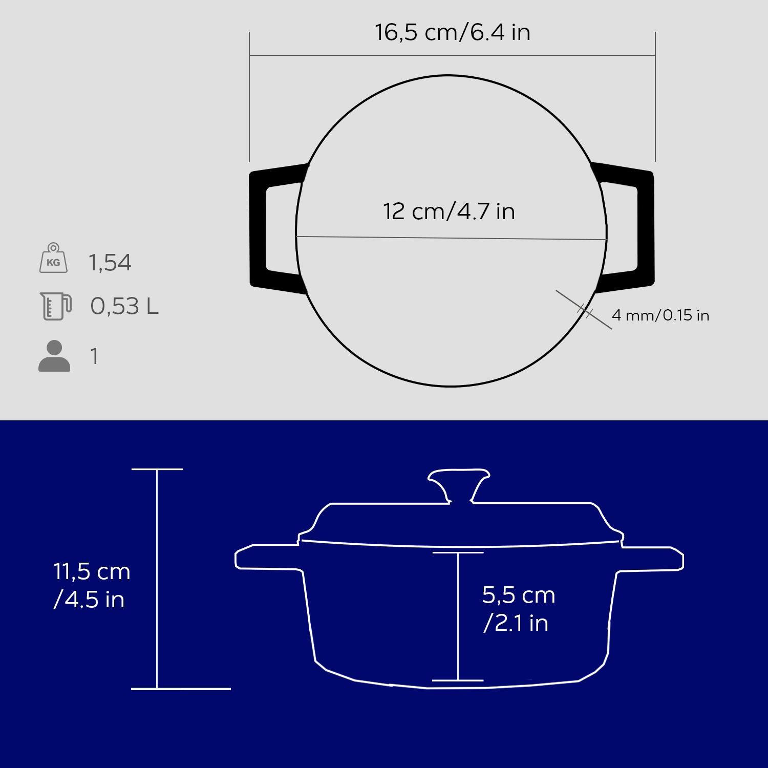 Lava Tencere Mini Yuvarlak Mavi Trendy Kapak 12 Cm