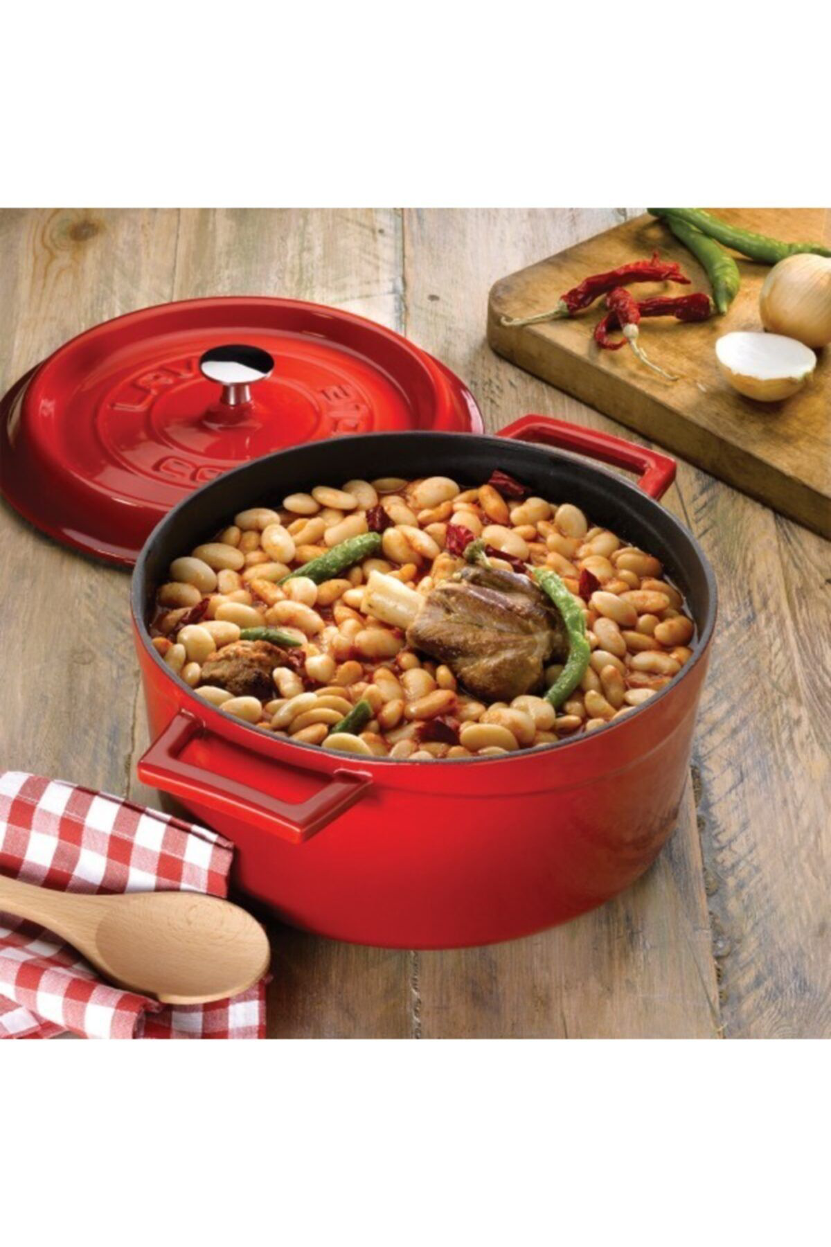 Lava  Tencere Yuvarlak Kırmızı Trendy Kapak 32 Cm