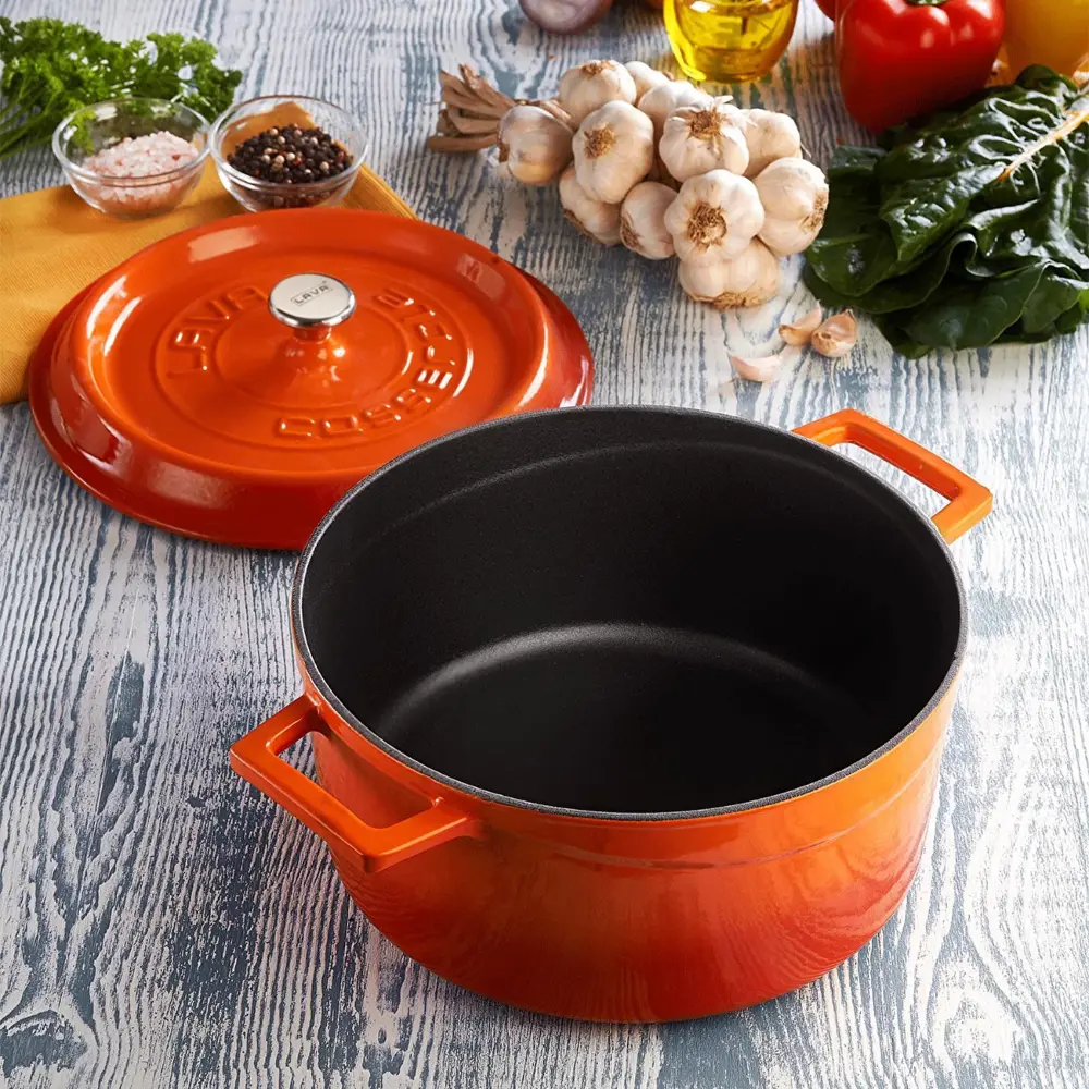 Lava Trendy Demir Döküm Derin Tencere 28 Cm Turuncu LVYTC28K2O