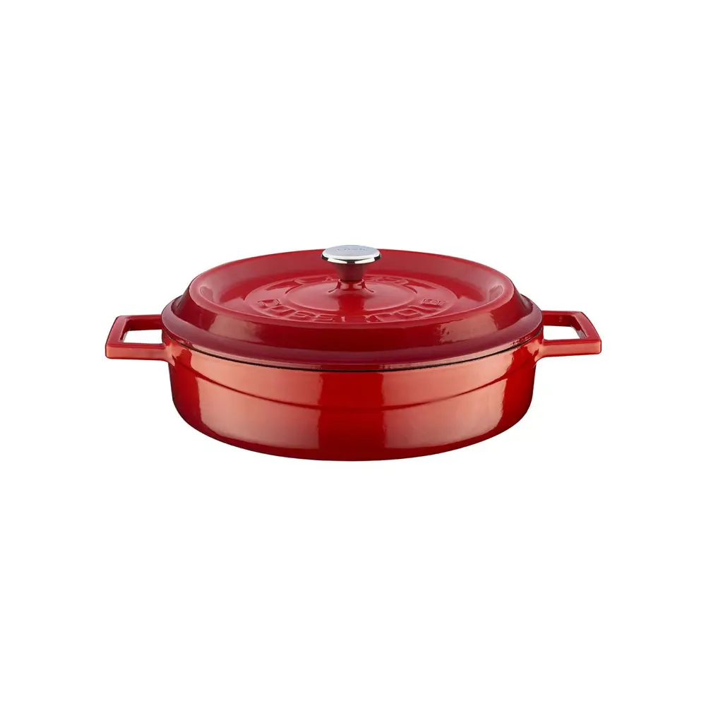 Lava Trendy Demir Döküm Pilav Basık Yayvan Tencere 24 Cm Kırmızı 