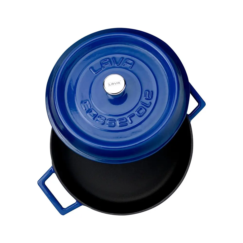 Lava Trendy Demir Döküm Pilav Basık Yayvan Tencere 24 Cm Mavi LV 