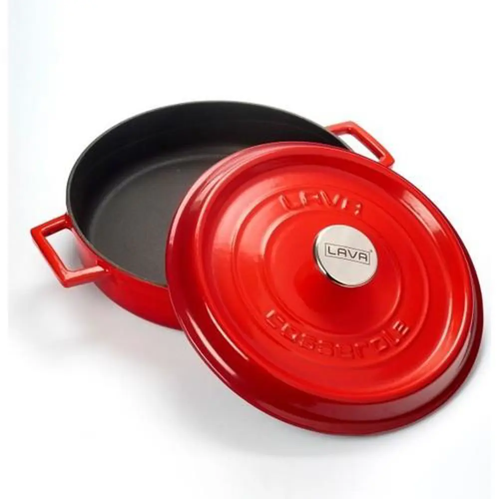 Lava Trendy Demir Döküm Pilav Basık Yayvan Tencere 28 Cm Kırmızı 