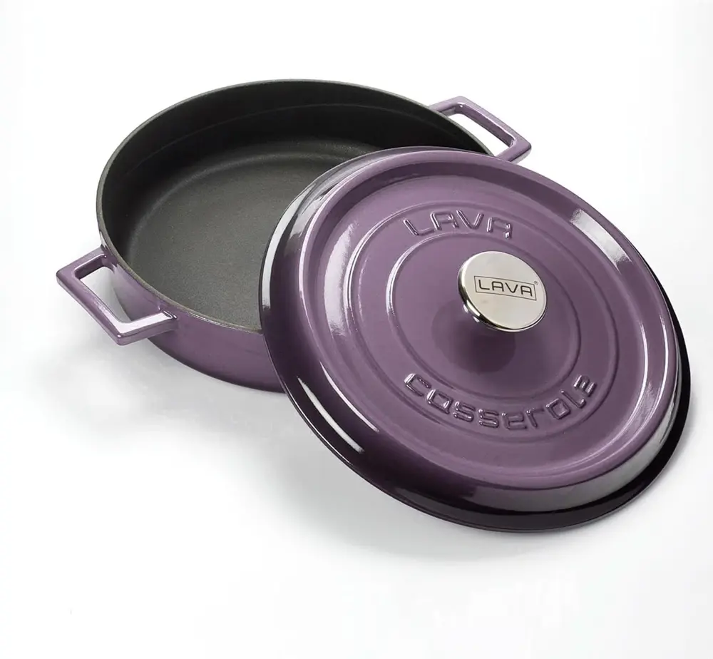 Lava Trendy Demir Döküm Pilav Basık Yayvan Tencere 28 Cm Mor