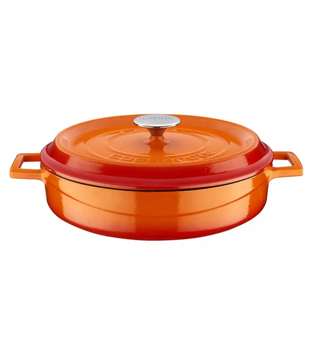 Lava Trendy Demir Döküm Pilav Basık Yayvan Tencere 28 Cm Turuncu