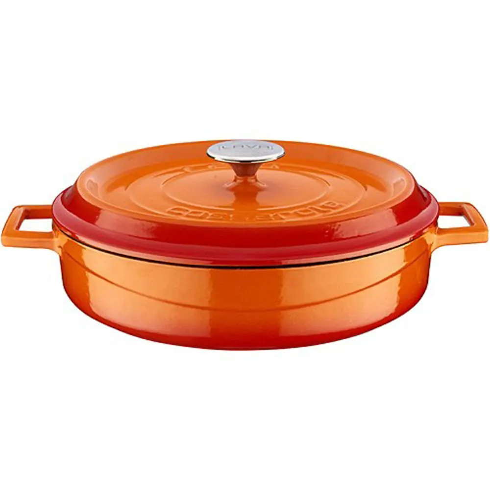 Lava Trendy Demir Döküm Pilav Basık Yayvan Tencere 24 Cm Turuncu 