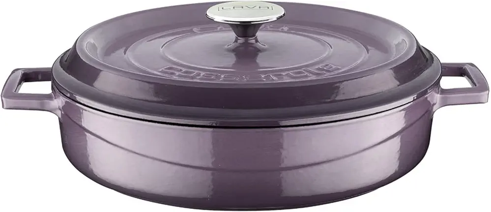 Lava Trendy Demir Döküm Pilav Basık Yayvan Tencere 28 Cm Mor