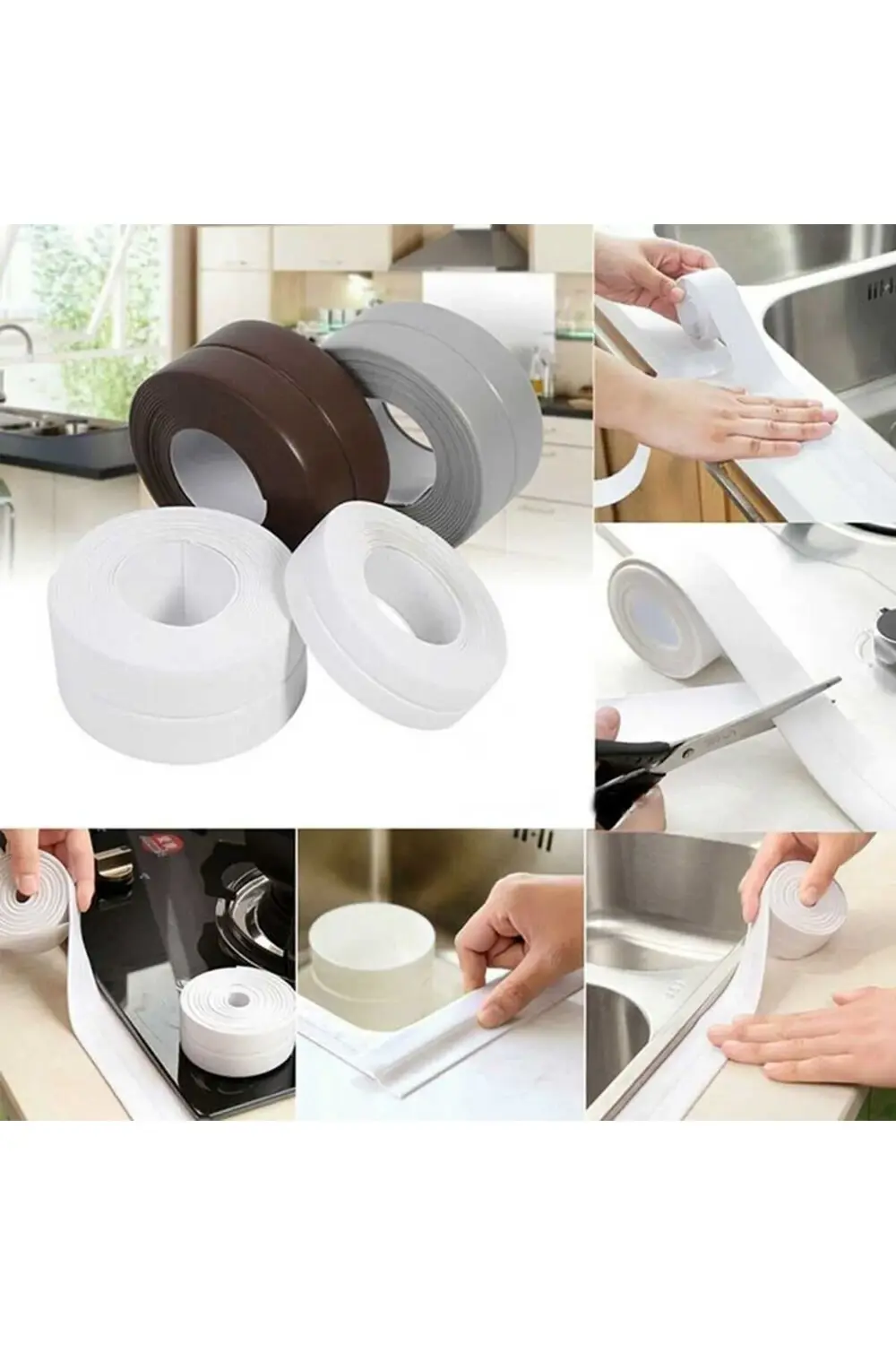 Lavabo Banyo Küvet Mutfak Kenar Su Sızdırmaz Beyaz Bant 3.2m 38mm