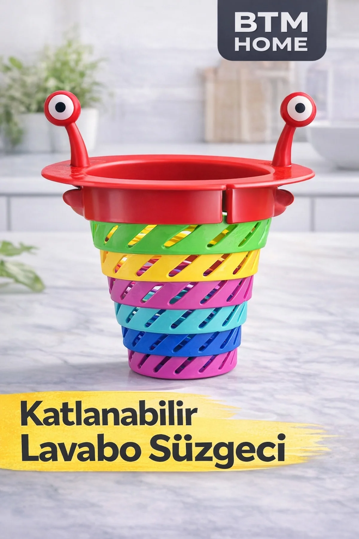 Lavabo Gider Süzgeci Katlanabilir Spiral Gider Filtresi Mutfak Ev