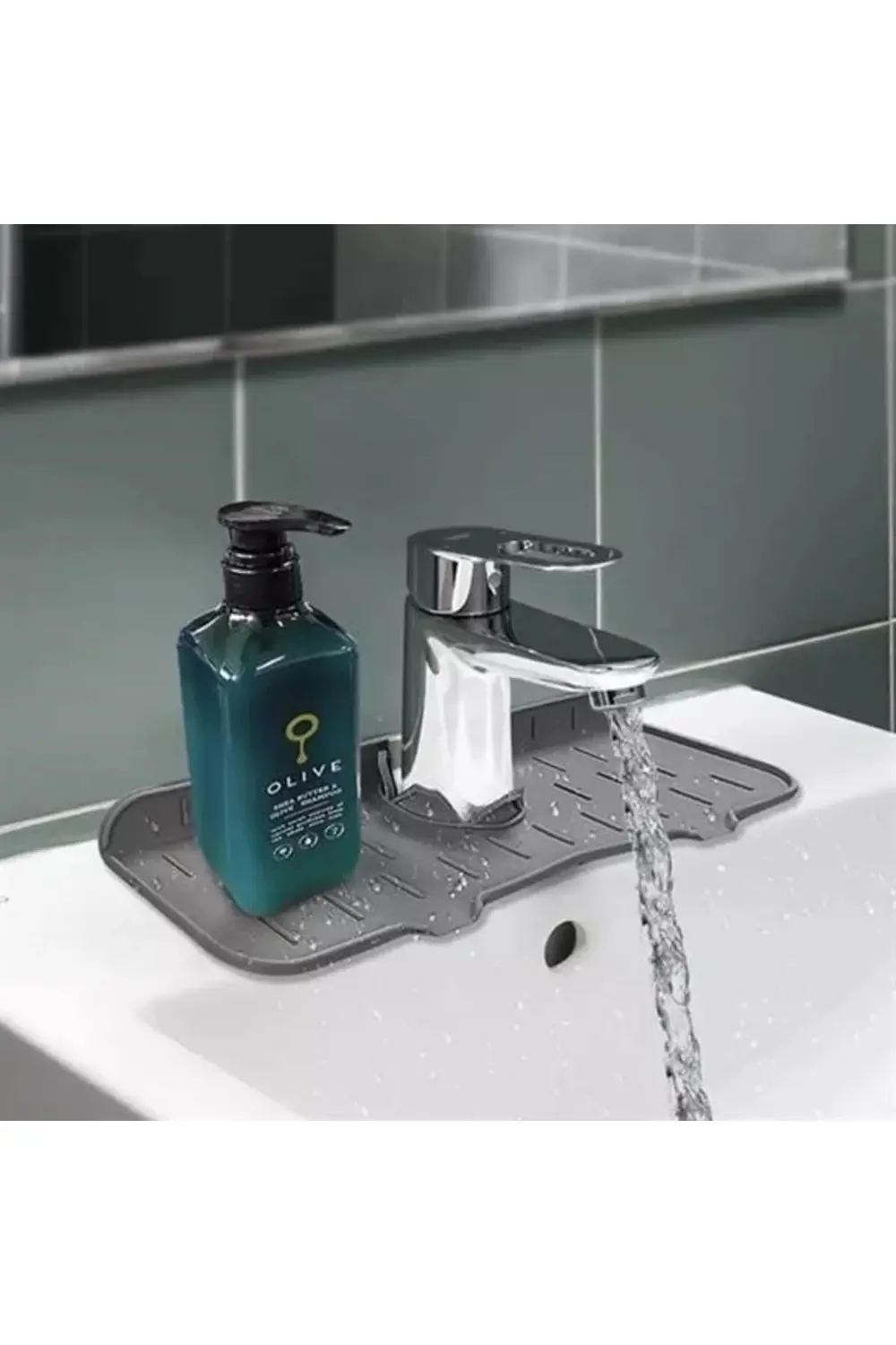 Lavabo İçin Silikon Esnek Mat Musluk Sapı Damlama Tutucu Raf Mutf