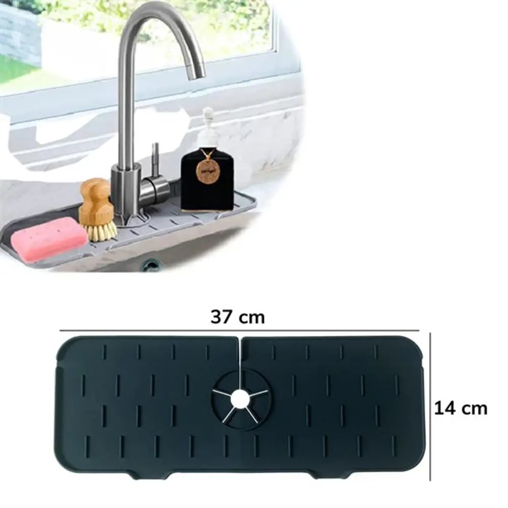 Lavabo İçin Silikon Esnek Mat Musluk Sapı Damlama Tutucu Raf Mutf