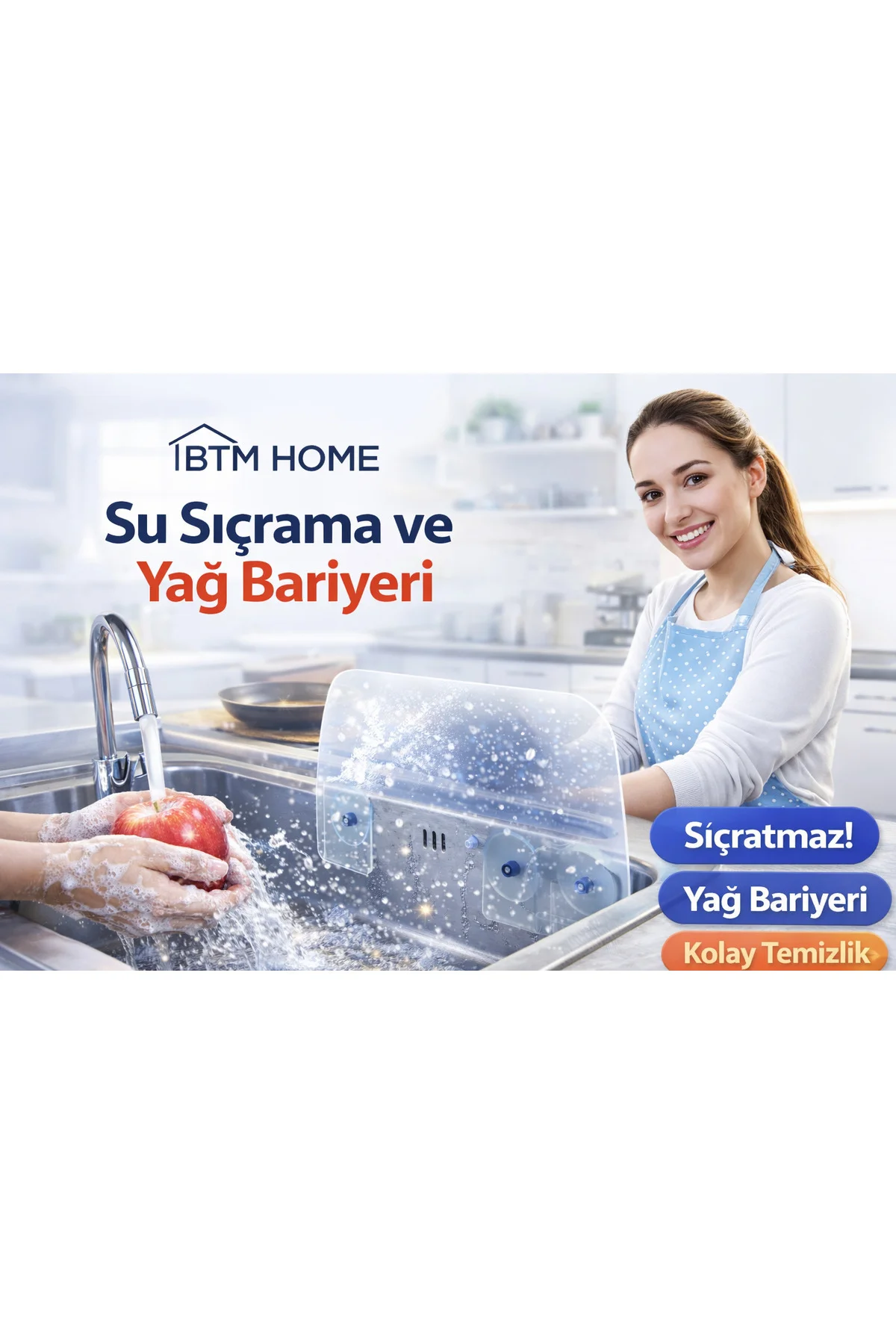Lavabo Kenarı Su Sıçratmaz Silikon Koruyucu – Tezgah ve Ocak Yanı Su Bariyeri - Görsel 2